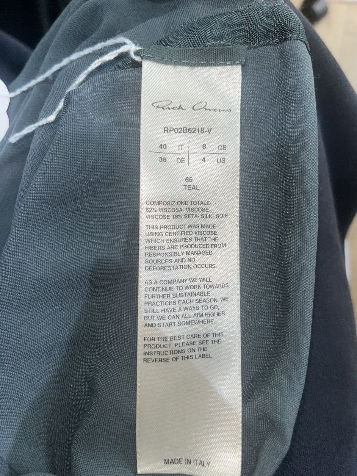 Rick Owens Strobe FW22 Teal Velour Drape Top Size S / US 4 / IT 40 - 4 Thumbnail