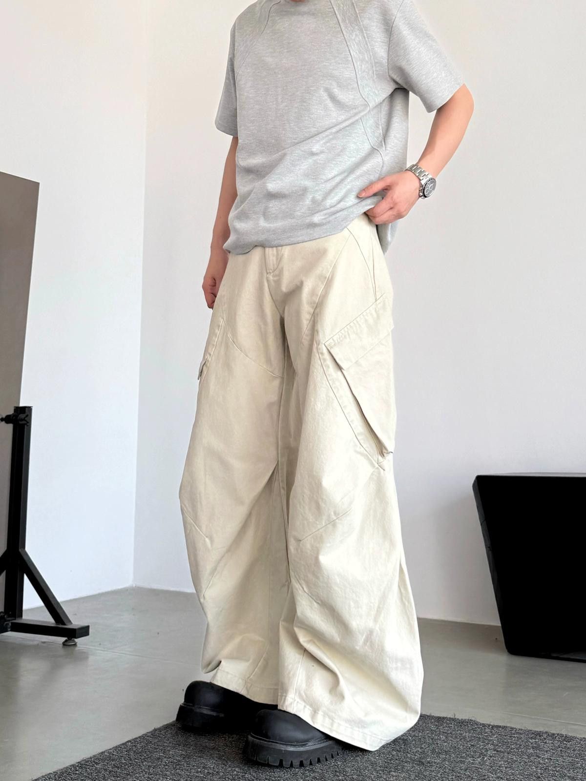 Other Gray Wide Leg Cargo Jeans, Loose Fit Utility Pants Size US 32 / EU 48 - 4 Thumbnail