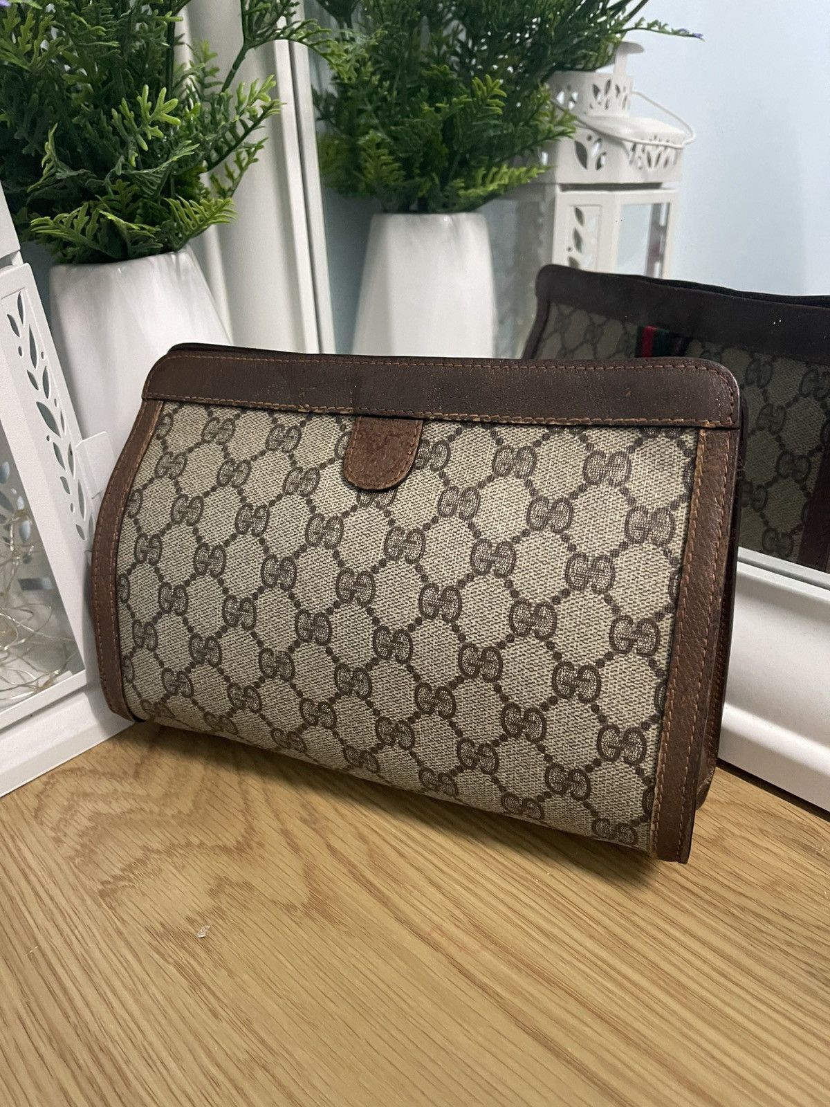 Gucci × Vintage GUCCI GG Supreme Web Sherry Line Clutch Bag Size ONE SIZE - 4 Thumbnail