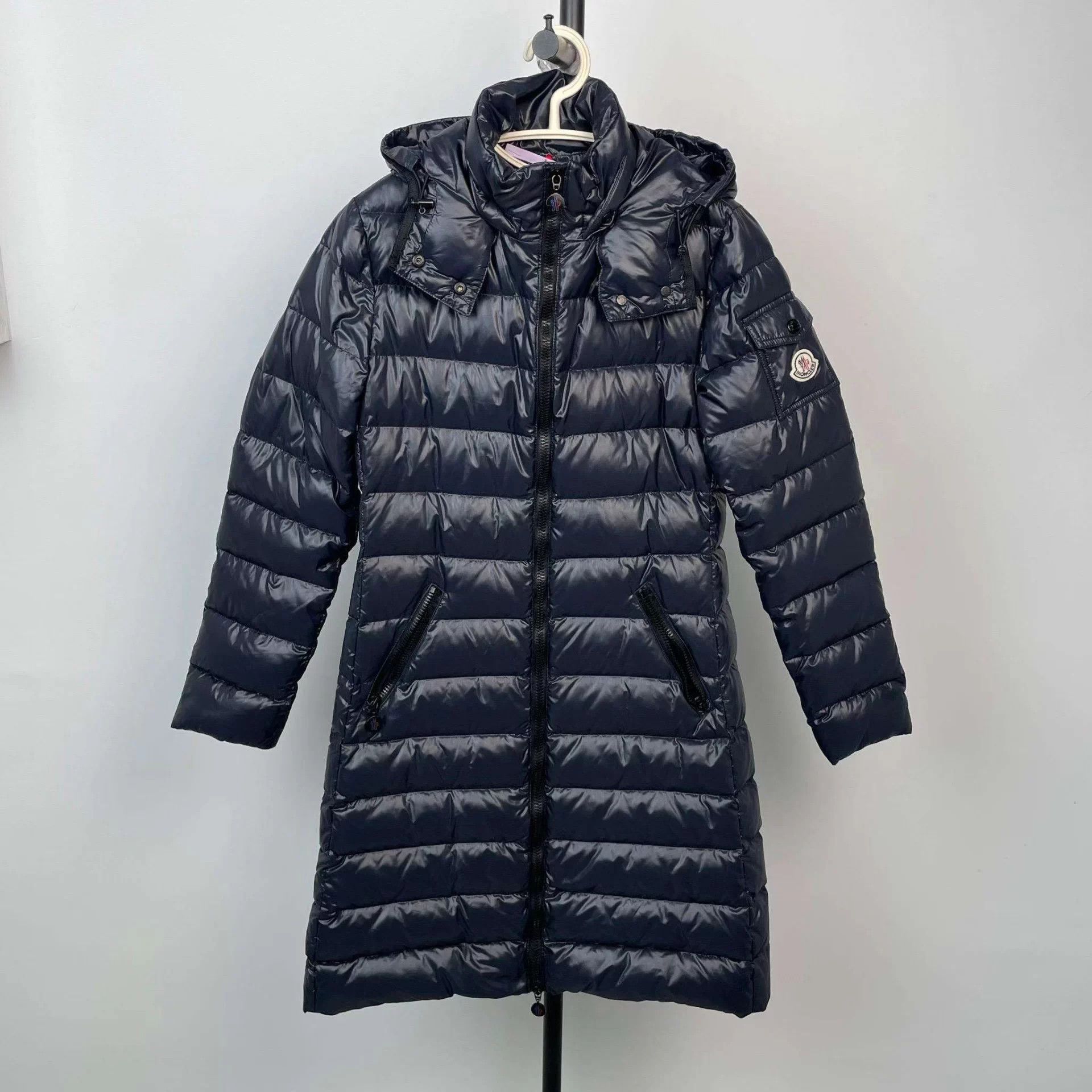 Moncler Moncler hooded long blue down coat US0 no accessories Size XS / US 0-2 / IT 36-38 - 1 Thumbnail
