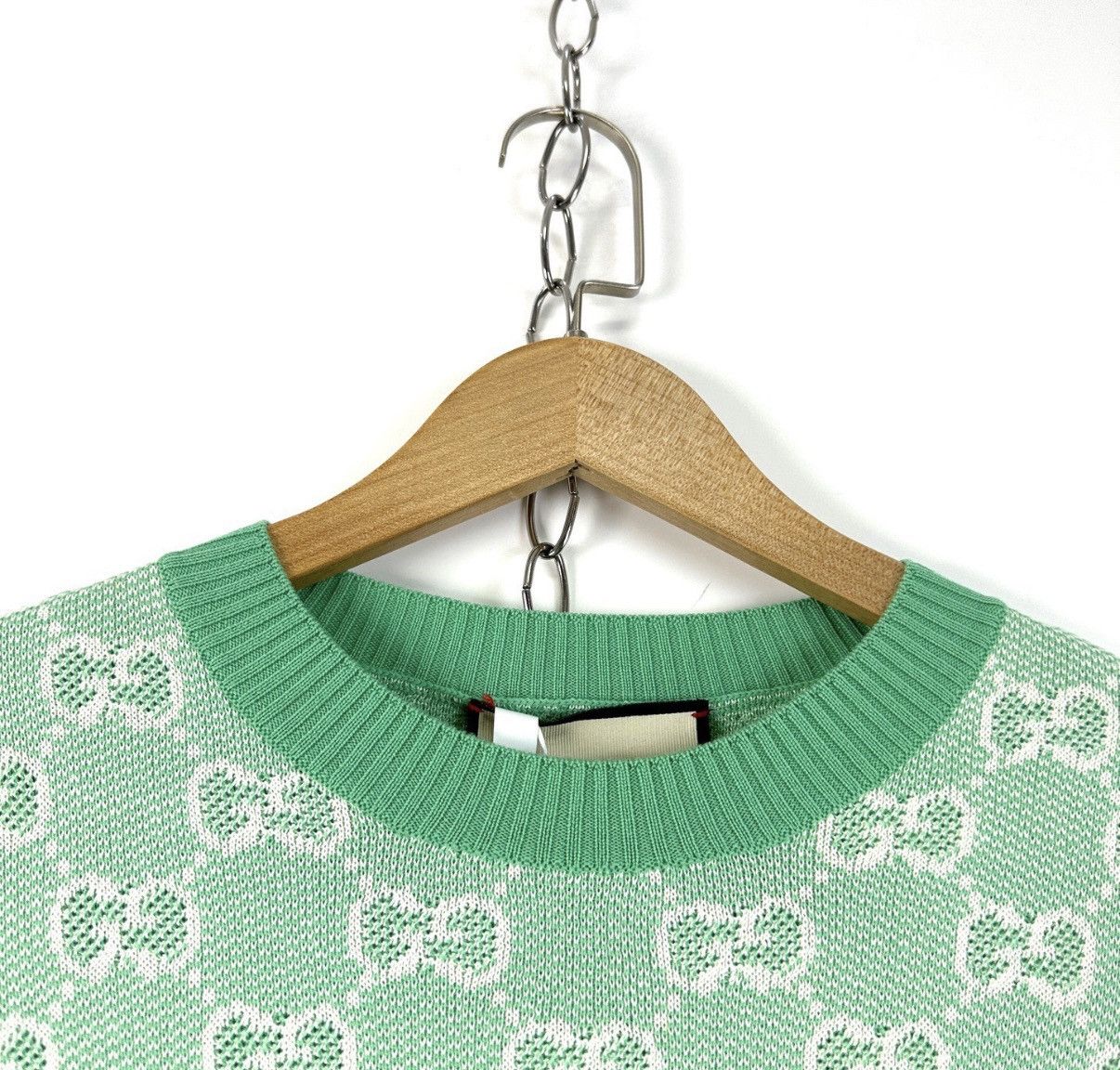 Gucci Gucci Green Double G Monogram Logo Knitted Short Sleeve K12 Size US S / EU 44-46 / 1 - 3 Thumbnail