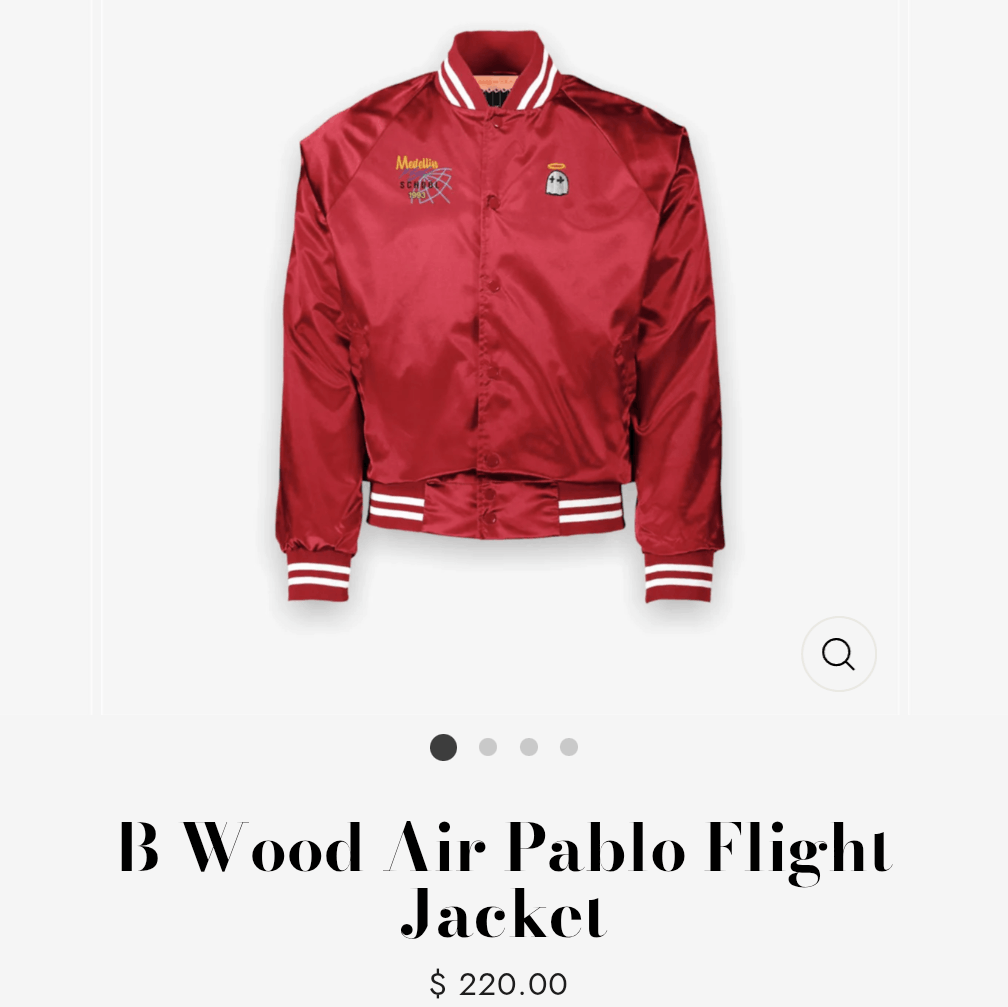 B wood Air Pablo Flight Jacket Red Satin Size S (NWOT)