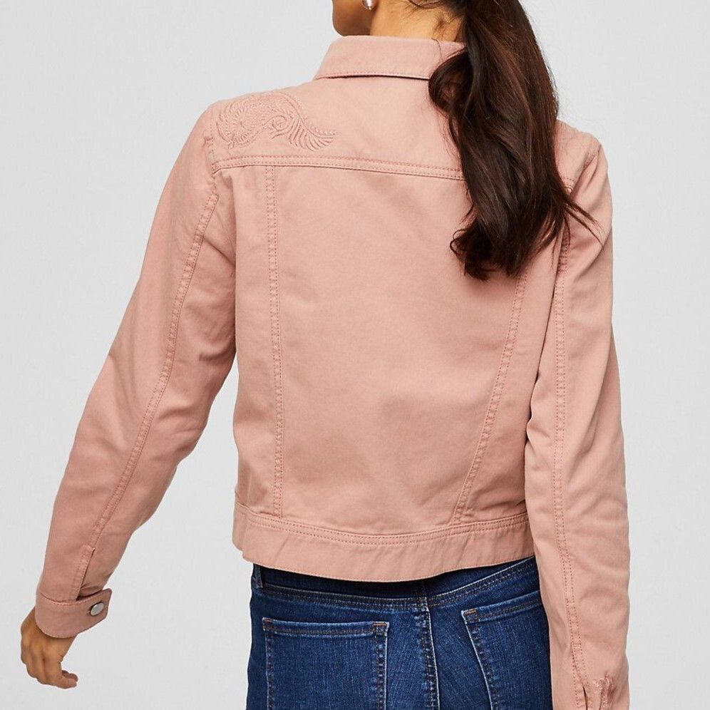 Loft Paisley Embroidered Denim Jacket in Color Arizona Clay Size S / US 4 / IT 40 - 3 Thumbnail