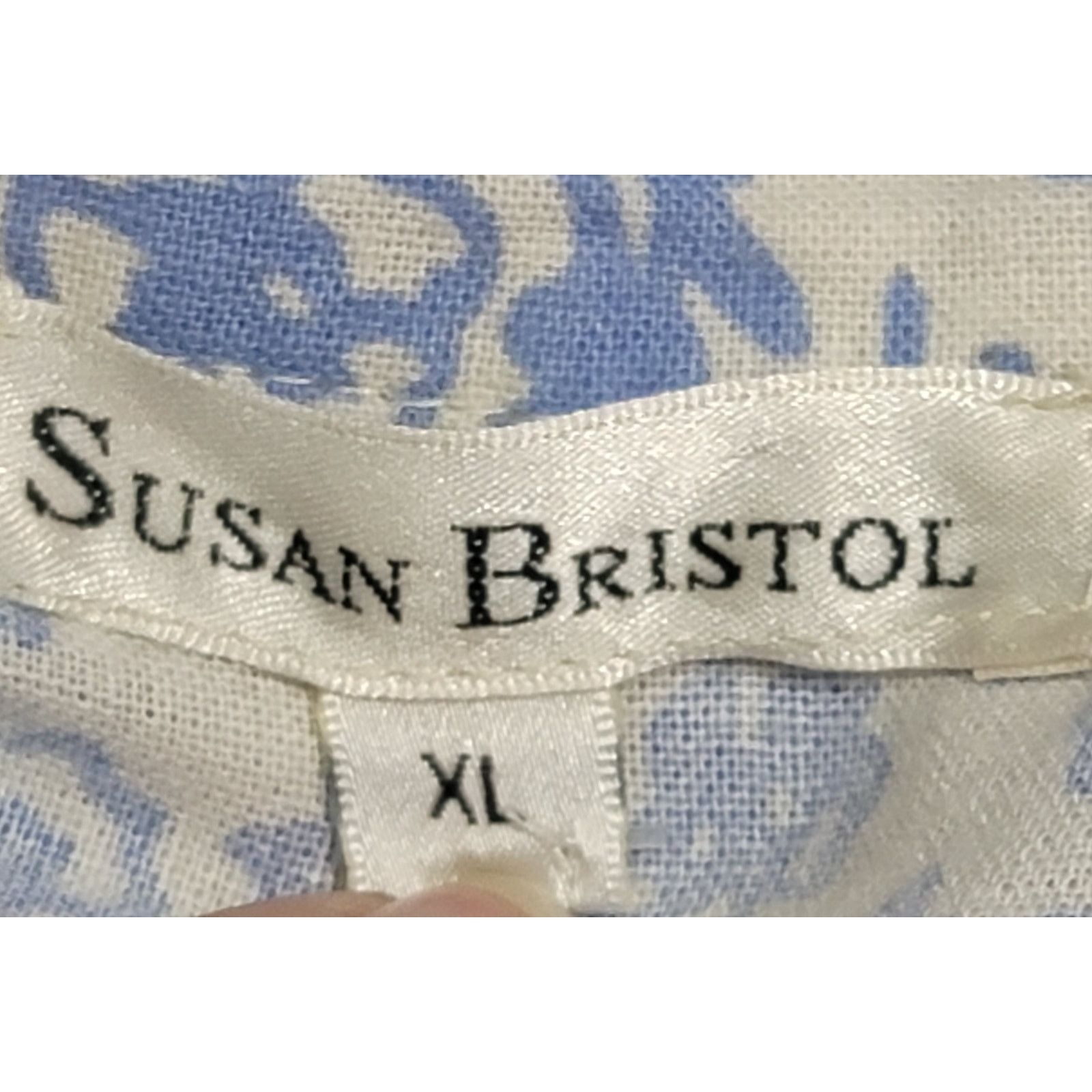 Other Susan Bristol Blue White Floral Print Henley Top XL Soft Size XL / US 12-14 / IT 48-50 - 3 Thumbnail