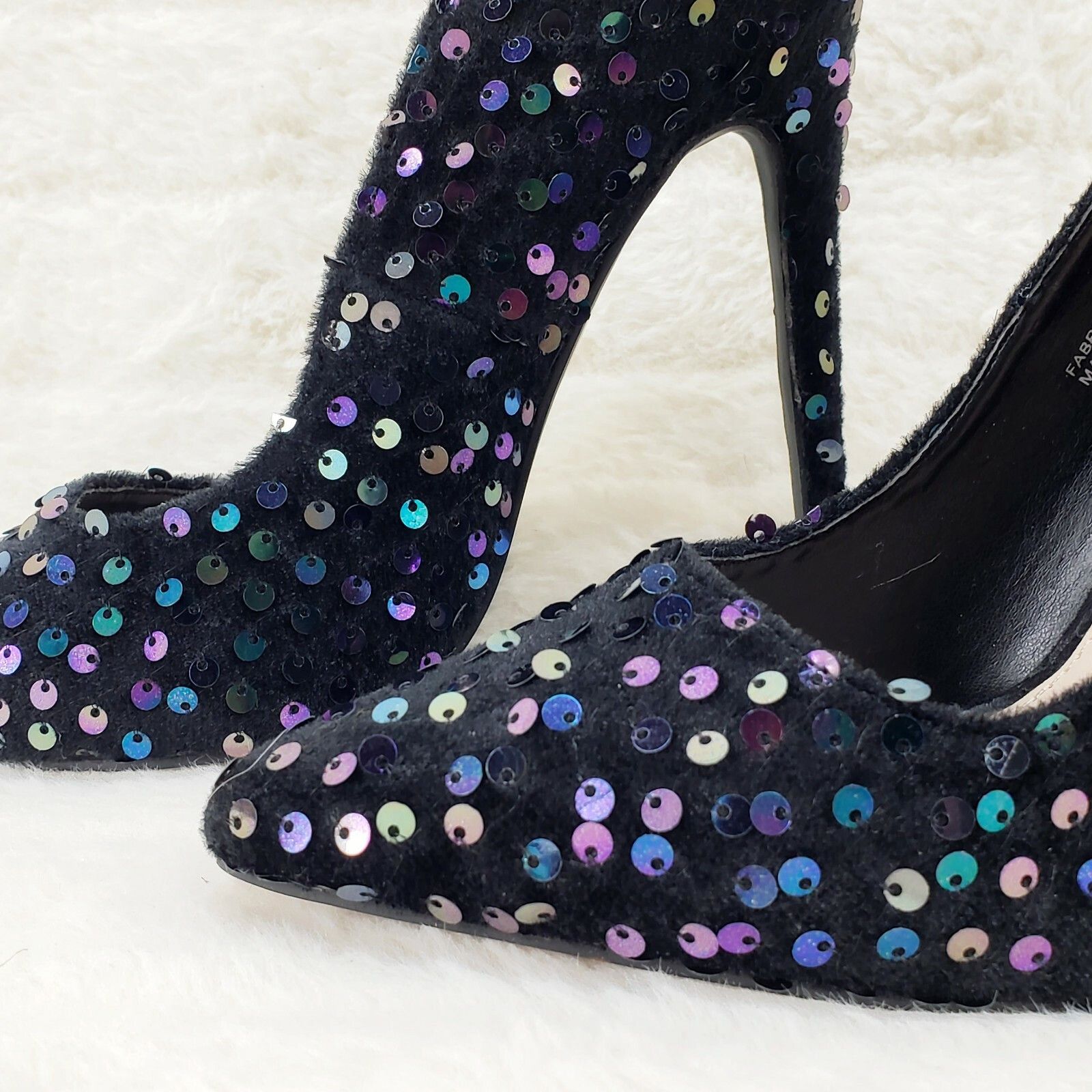 Other Ricky Black Multi Purple Sequin Pointy Toe Pump Shoe 4.5" Hi Size US 6 / IT 36 - 6 Thumbnail