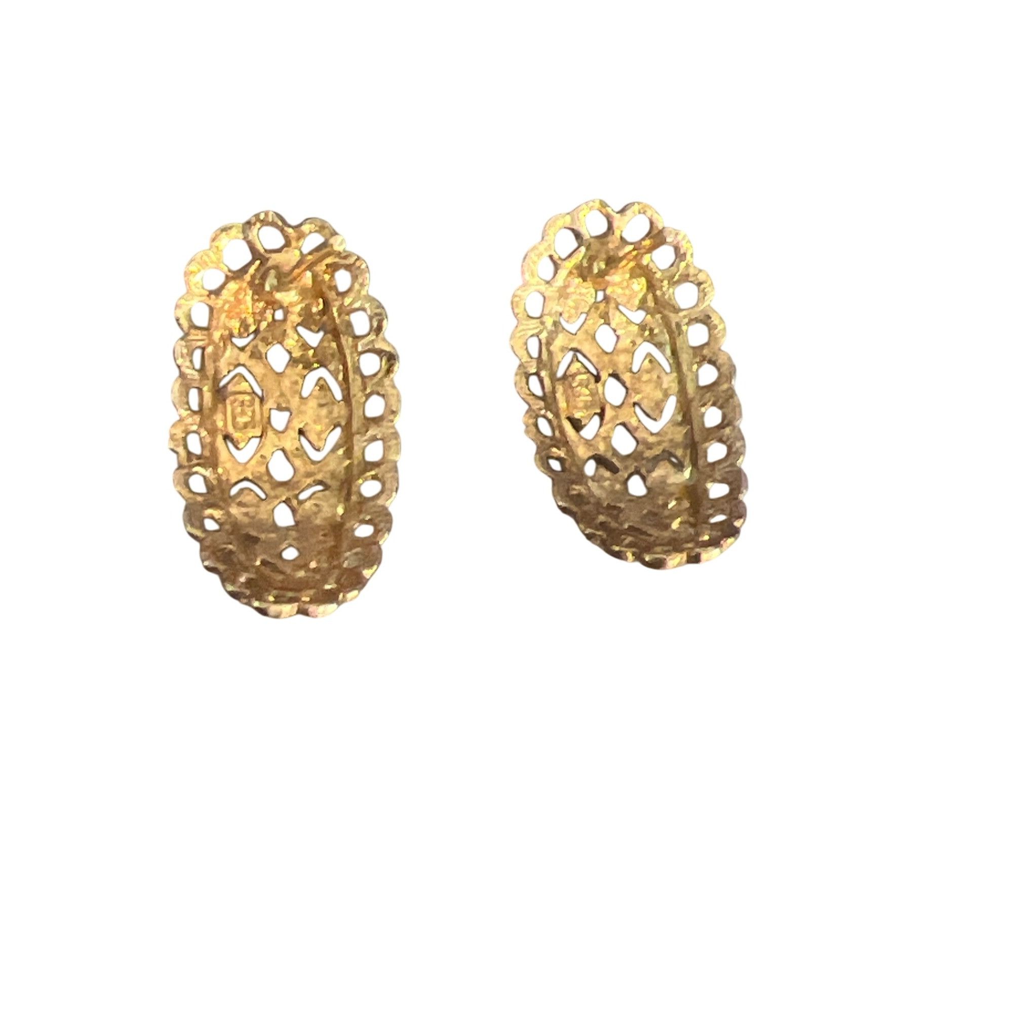 Other Vintage Gold Tone Filigree Earrings Pierced Lattice Openwork Size ONE SIZE - 4 Thumbnail