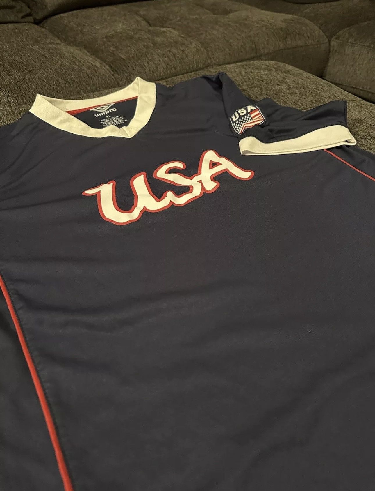Umbro × Vintage Vintage 90s USA Navy Blue Shirt/Jersey Size US XL / EU 56 / 4 - 2 Thumbnail
