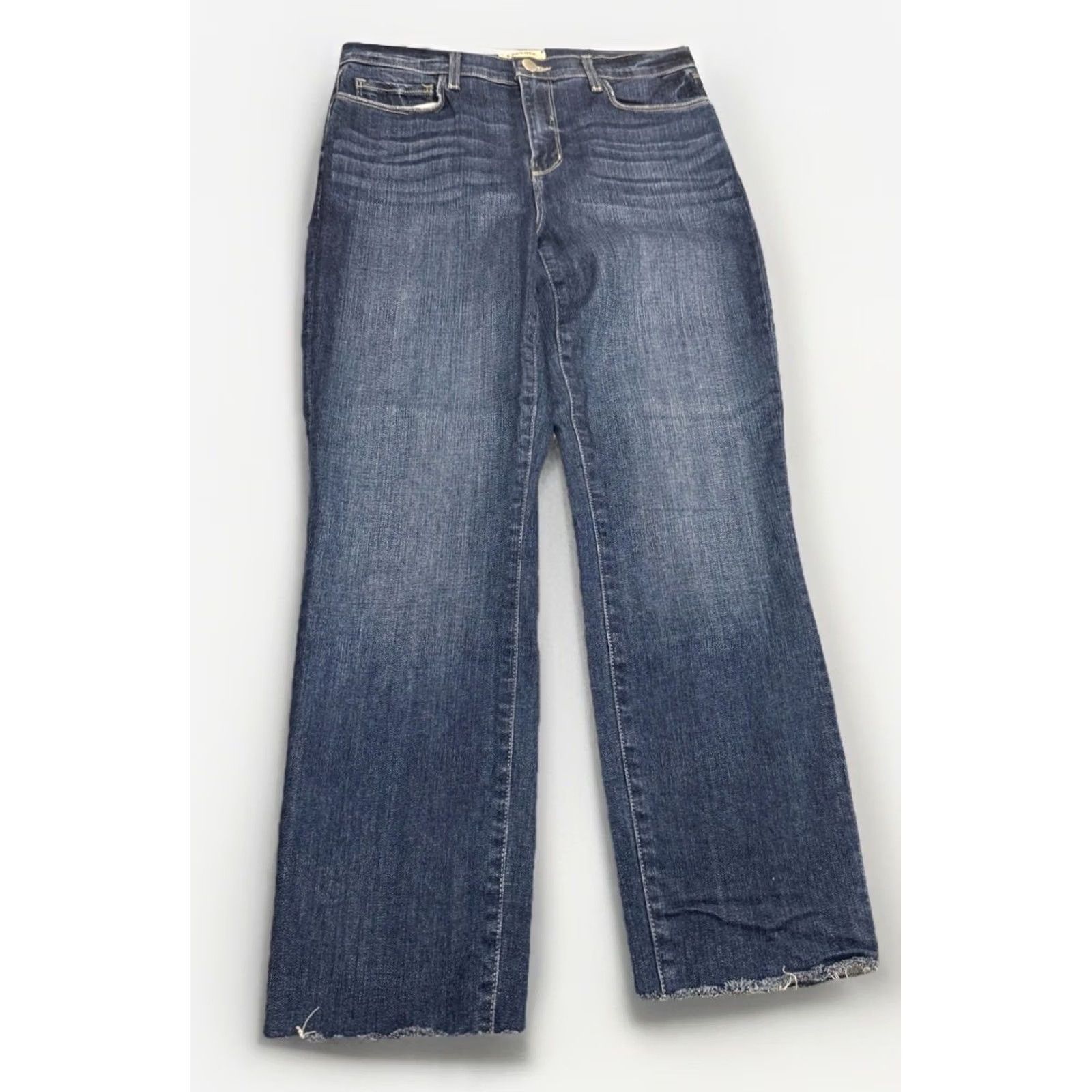 L'AGENCE L'AGENCE Sada High Rise Slim Cropped Jeans Sz 28 Laredo Blue Raw Hem Women's Jeans 5-Pocket Cotton Denim Slim Fit Cropped Inseam 26" Medium Wash Size 28" / US 6 / IT 42 - 3 Thumbnail