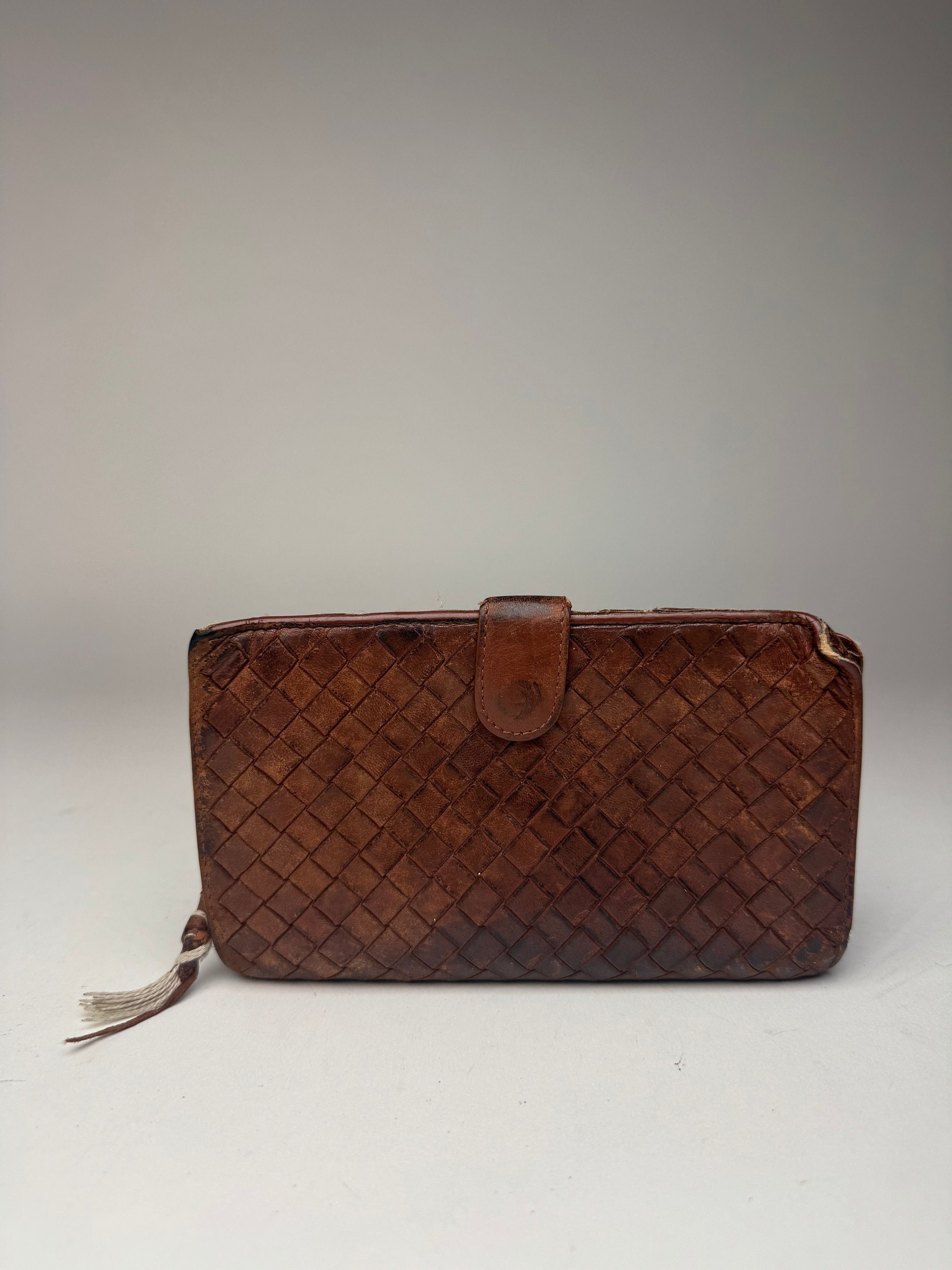 Bottega Veneta Vintage Intrecciato Leather wallet Brown orange Size ONE SIZE - 1 Thumbnail