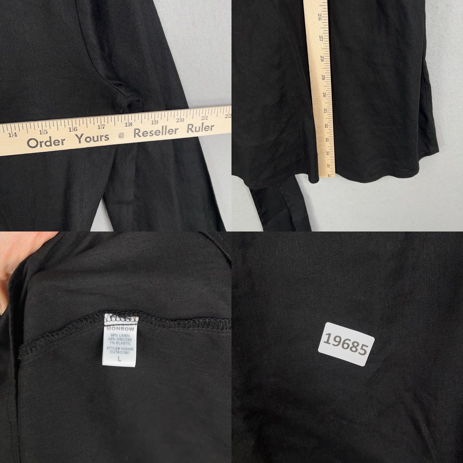 MONROW Monrow Dress Womens Large Black Linen Wrap Shirt Dress Minimalist Resort Capsule Size L / US 10 / IT 46 - 9 Thumbnail