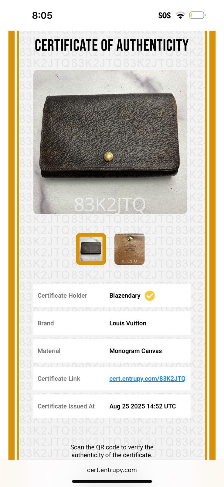 Louis Vuitton Louis vuitton monogram canvas porte monnaie tresor wallet Size ONE SIZE - 9 Thumbnail