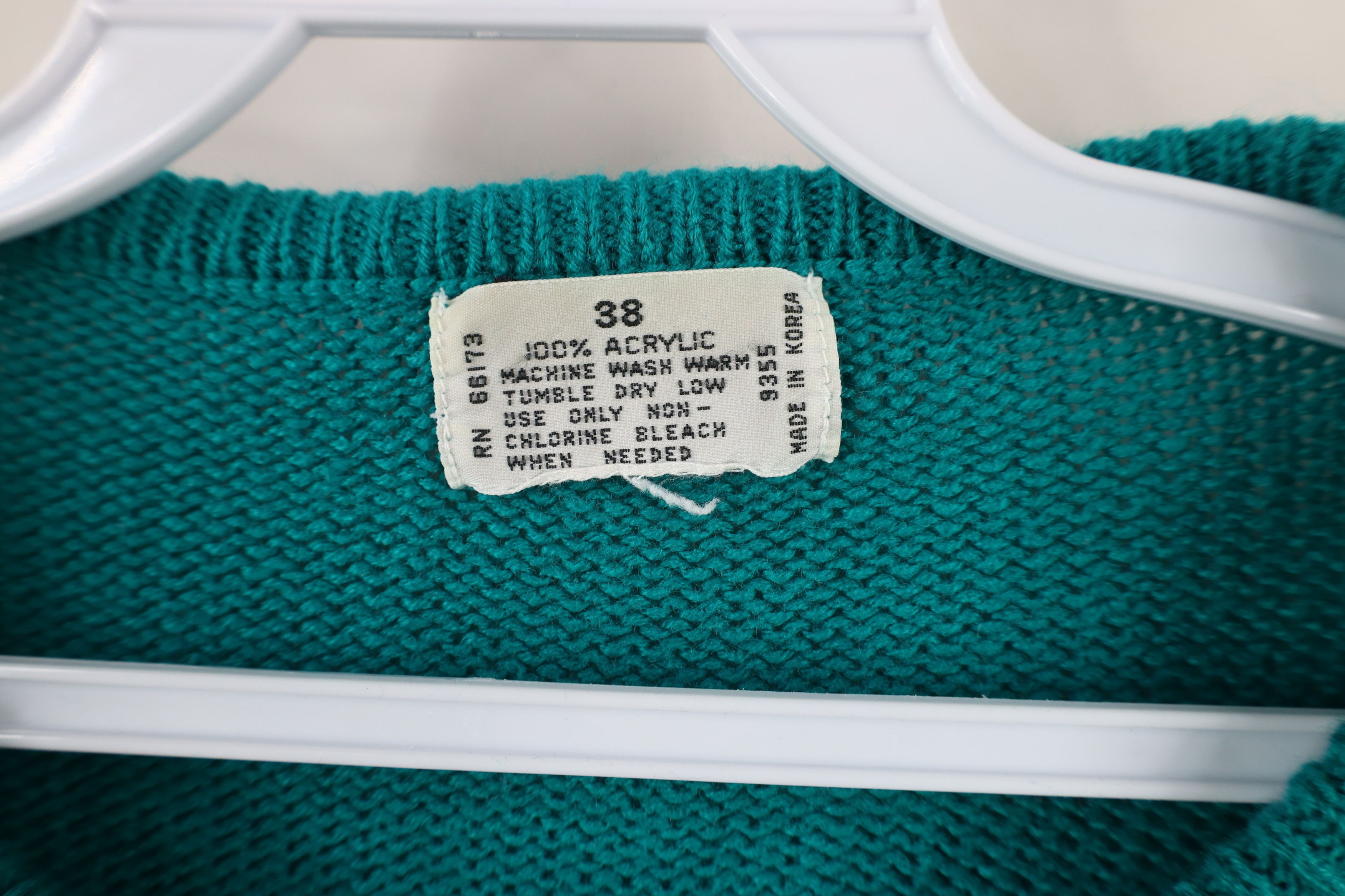 Vintage Vintage 70s Streetwear Bib Cable Knit Crewneck Sweater Teal Size XS / US 0-2 / IT 36-38 - 5 Thumbnail
