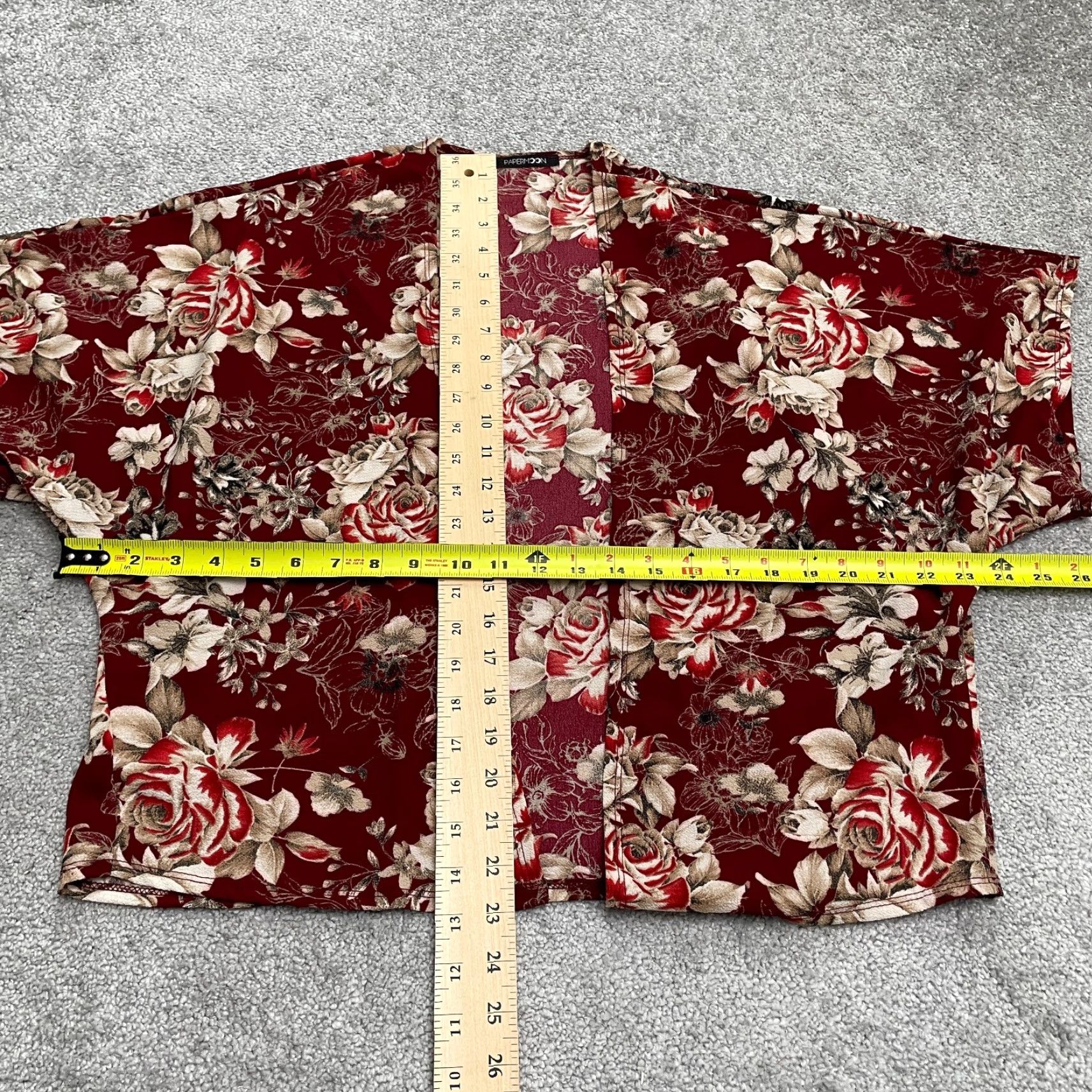 Vintage Papermoon Open Cover Up Kimono Top Womens L Red Floral Casual Bohemian Beach Shirt Size L / US 10 / IT 46 - 4 Thumbnail