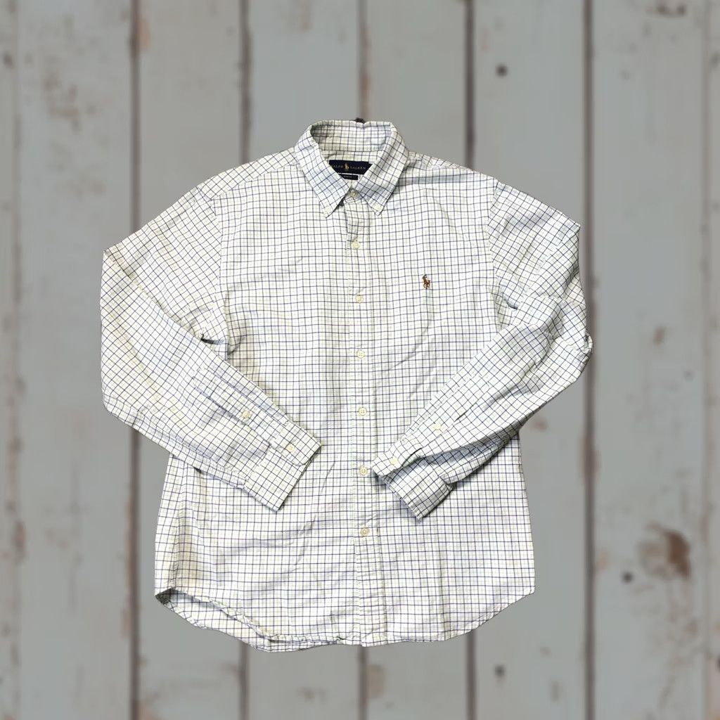 Ralph Lauren Ralph Lauren Shirt Slim Fit Button-Down Tattersall Check Pony Embroidered White Green Navy Mens Large Long Sleeve Button-Up Collared Pony Size US L / EU 52-54 / 3 - 1 Thumbnail