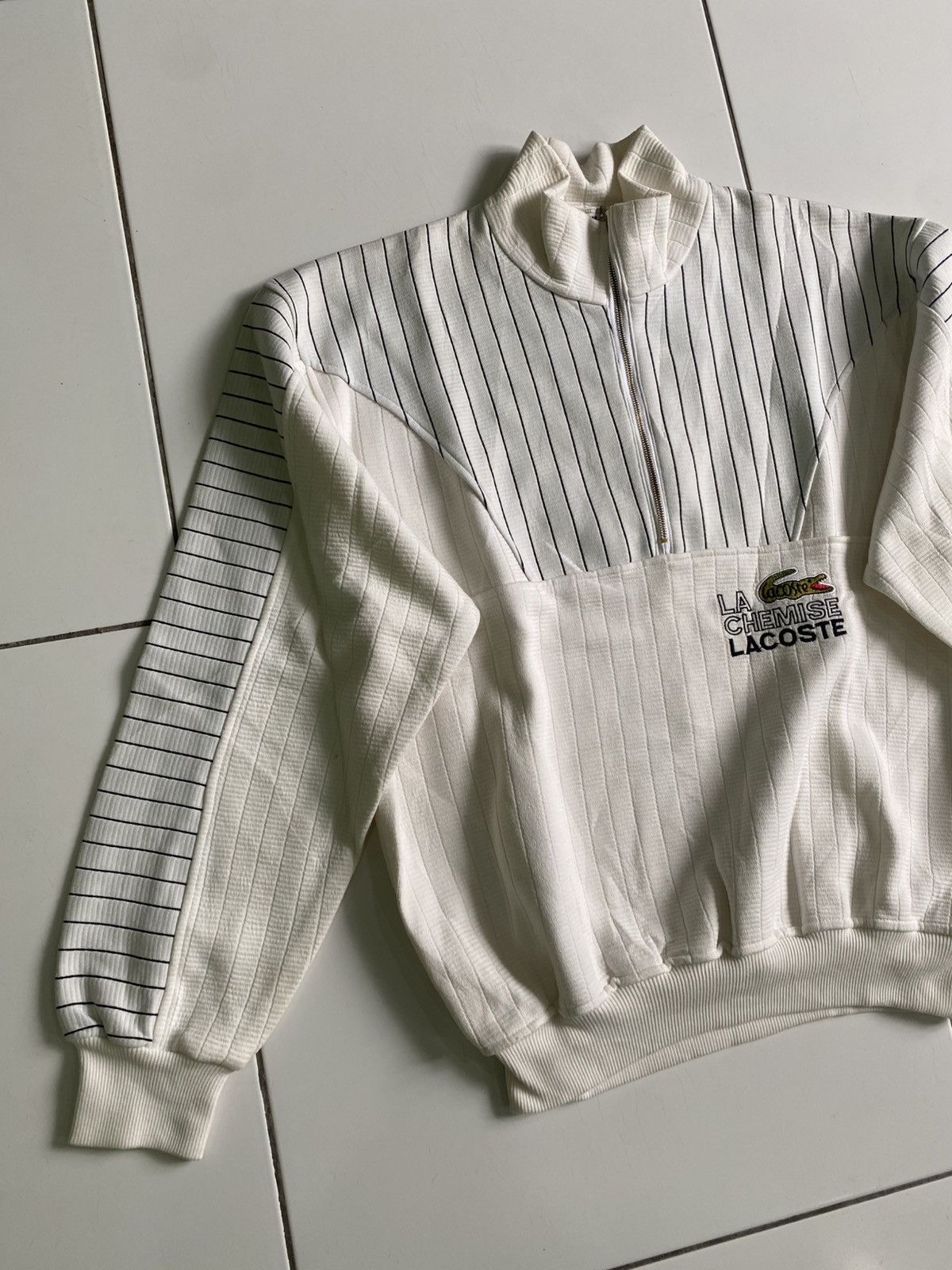 Lacoste × Vintage Vintge Lacoste half zip White Sweaters made in france Size US XL / EU 56 / 4 - 2 Thumbnail