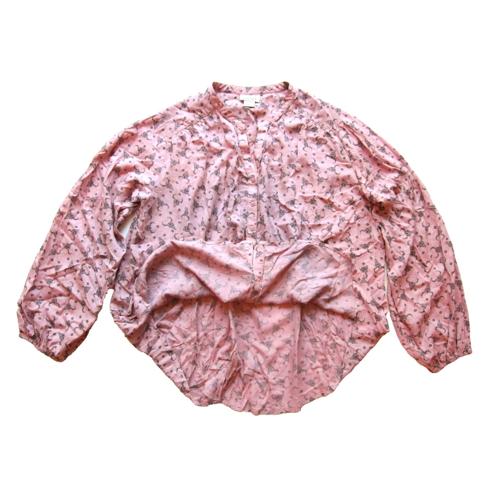 Ariat Ariat Button Up Long Sleeve Blouse XL Pink Cattle Steel Skull Head Rayon Floral Pattern Women Size XL / US 12-14 / IT 48-50 - 5 Thumbnail