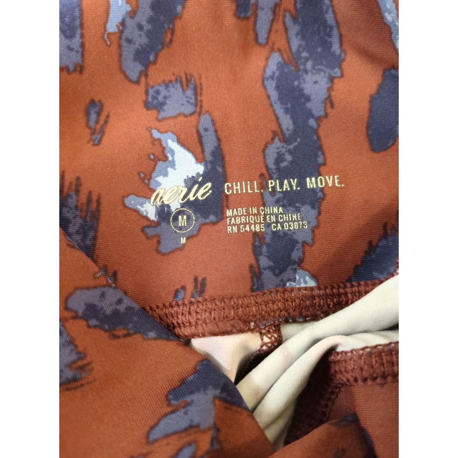 Vintage Aerie Leggings Women M Brown Animal Print Abstract Real Me High Rise Stripe Activewear Size 32" / US 10 / IT 46 - 4 Thumbnail