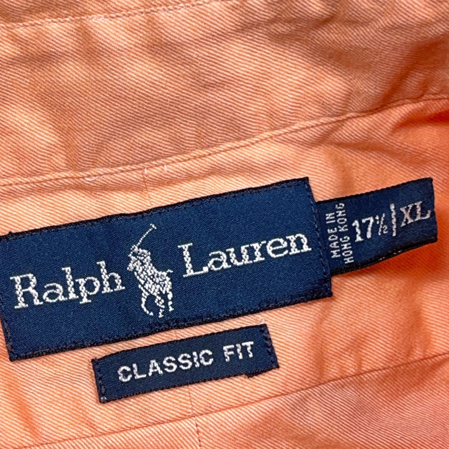 Ralph Lauren Ralph Lauren Shirt Men XL Orange Classic Fit Button Up Dress Flesh Pony Solid Size 46R - 3 Thumbnail