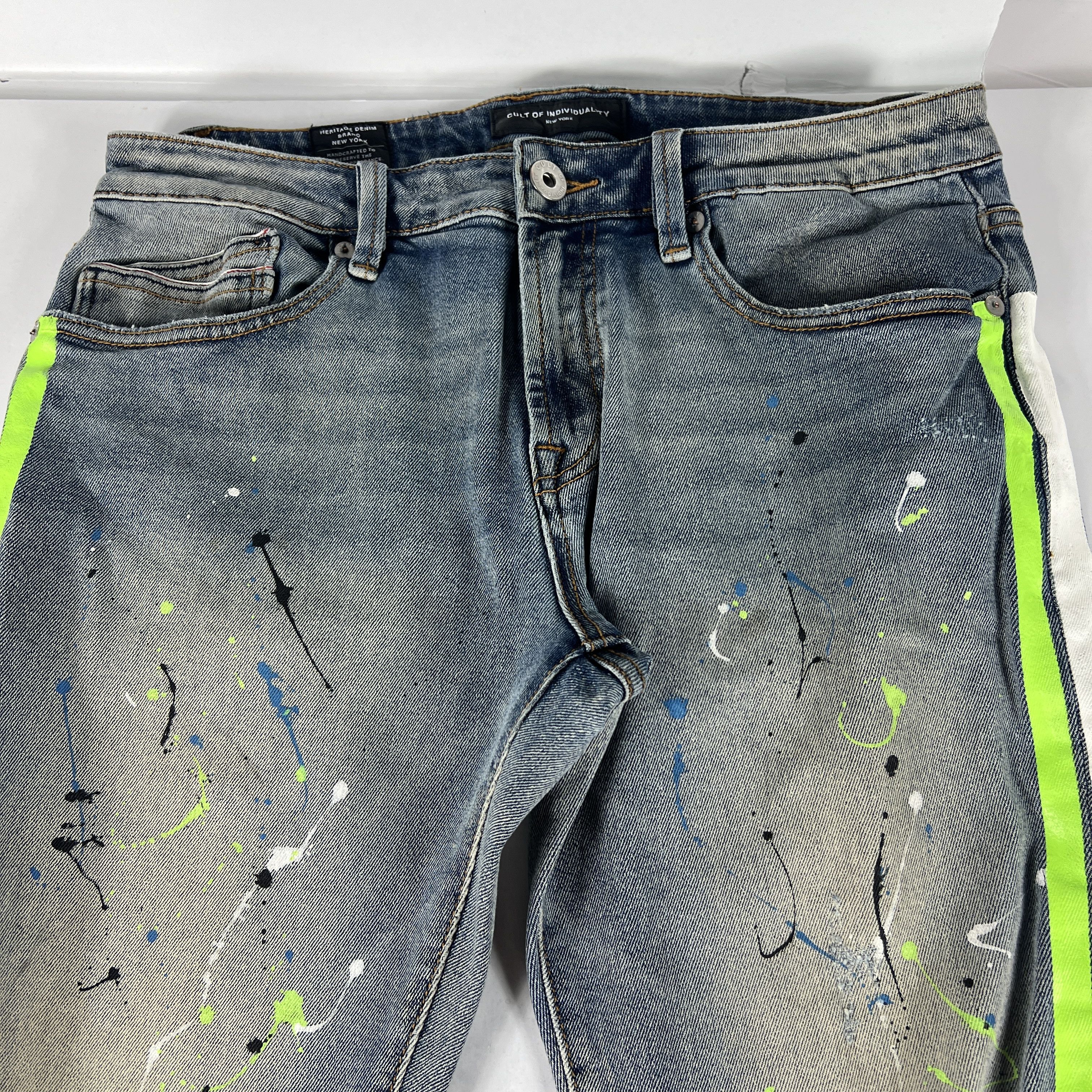 Cult Of Individuality Cult Of Individuality Jean Rocker Slim Paint Splatter Denim Size US 33 - 2 Thumbnail