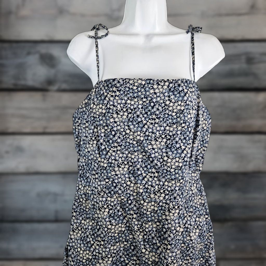 Abercrombie & Fitch Abercrombie & Fitch Womens Dress XL Blue Floral Cotton Sleeveless Tie Shoulder Ties Mini Casual Vintage: No Size XL / US 12-14 / IT 48-50 - 1 Thumbnail