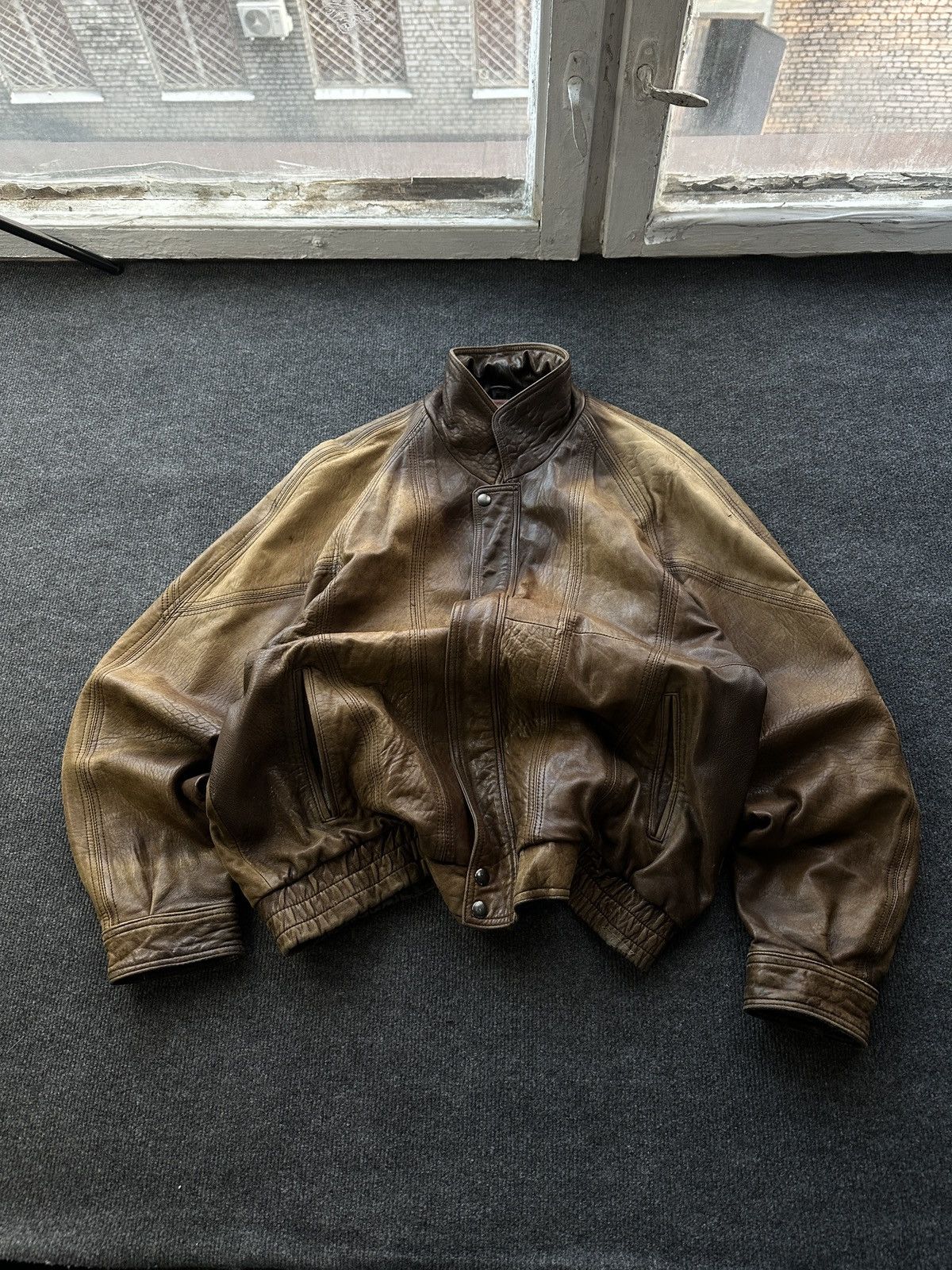 Other 🚨VNTG LEATHER JACKET AVANT GARDE ASYMMETRICAL BROWN MOTO Size US M / EU 48-50 / 2 - 2 Thumbnail