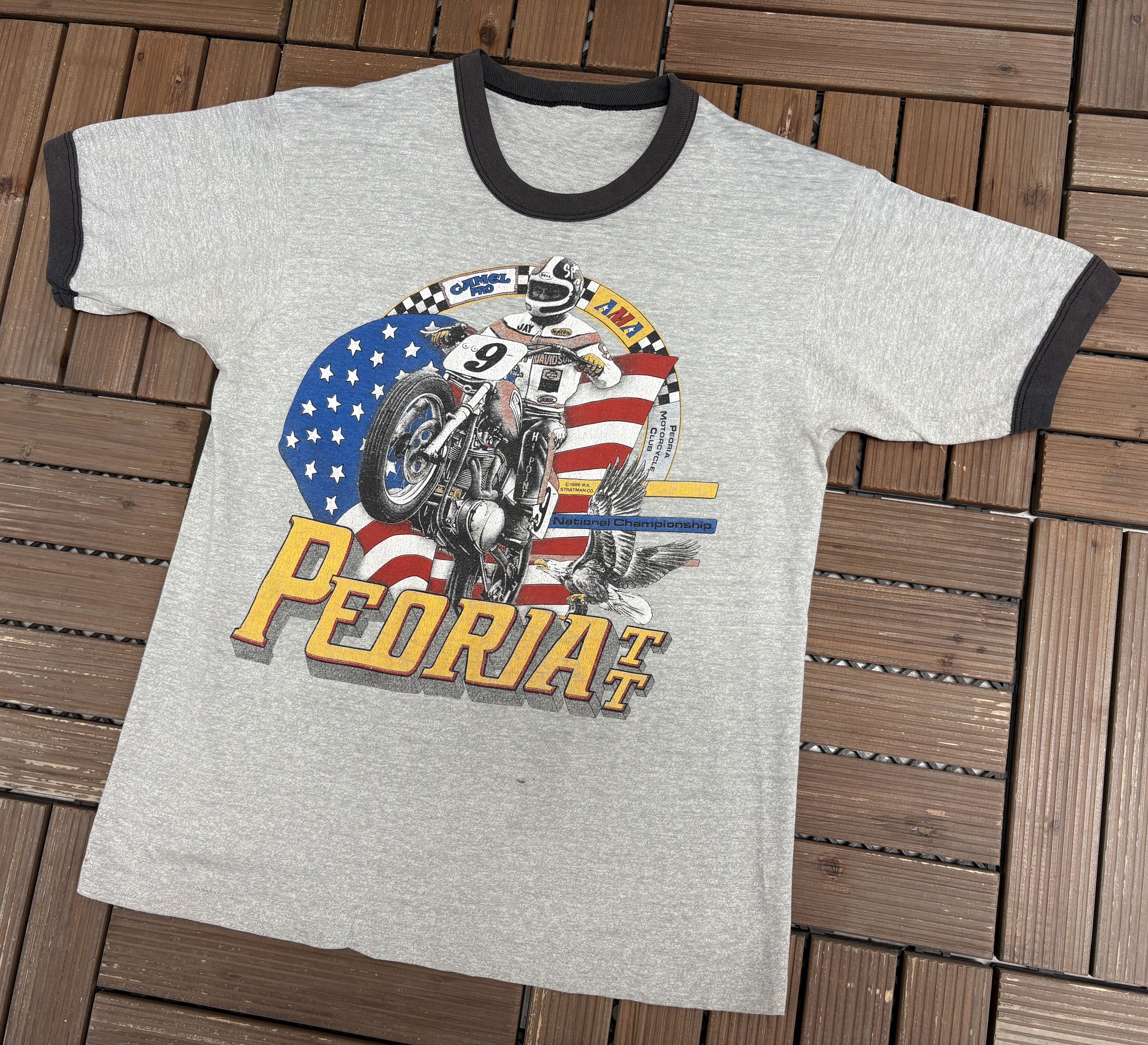 Vintage Peoria TT National 1986 Racing Vintage T-Shirt Tee Size US S / EU 44-46 / 1 - 3 Thumbnail