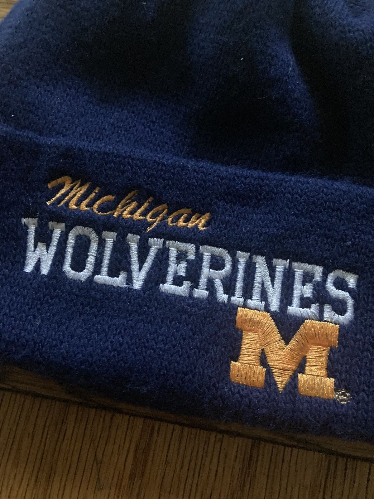 NCAA VINTAGE Michigan Wolverines Beanie Hat Knit Winter Ski Hat Size ONE SIZE - 2 Thumbnail