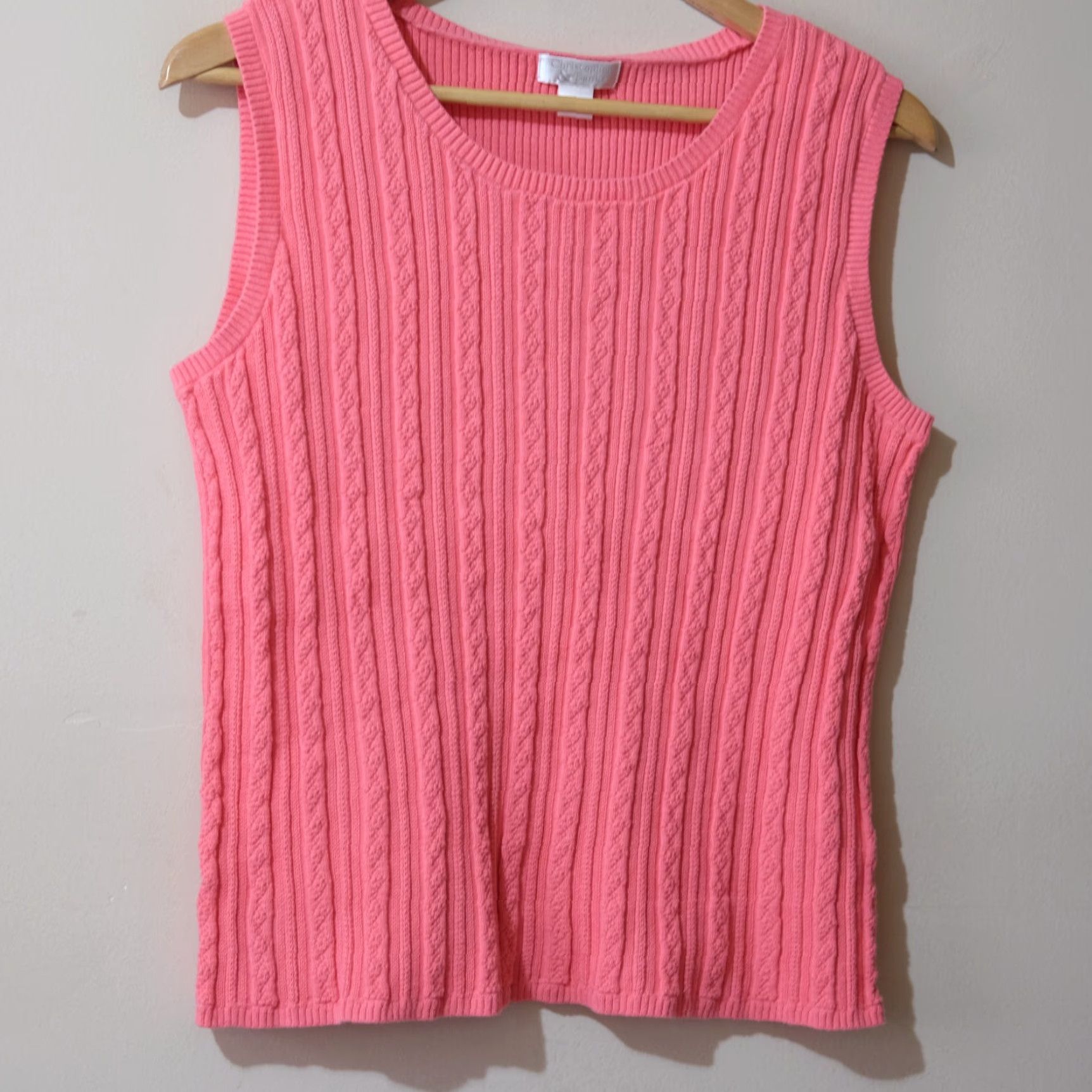 Vintage Christopher & Banks Sweater Sleeveless 100% Cotton Pink Women's L #H-10 Size L / US 10 / IT 46 - 2 Thumbnail