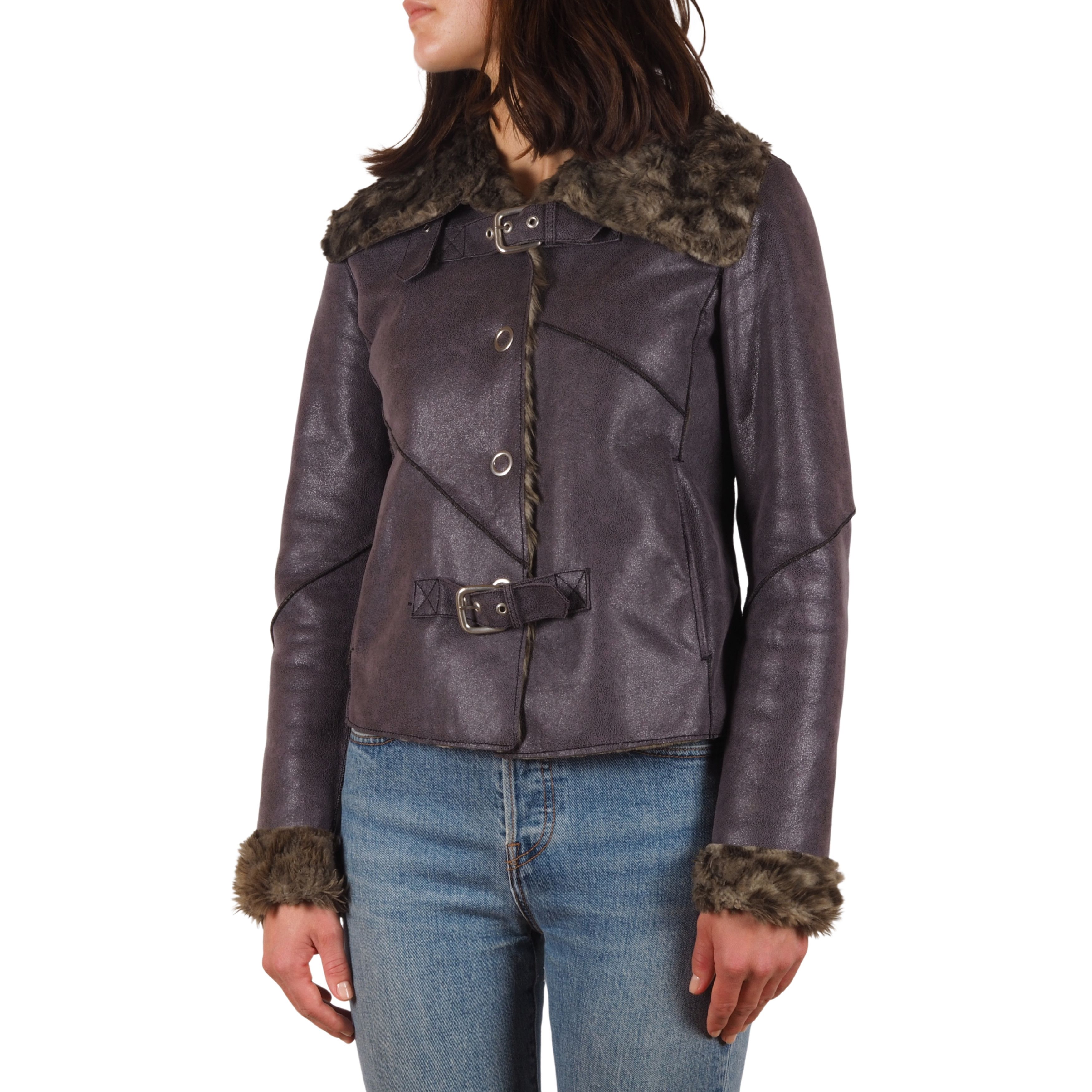 Armani Jeans Vintage Faux Shearling Aviator Biker Jacket