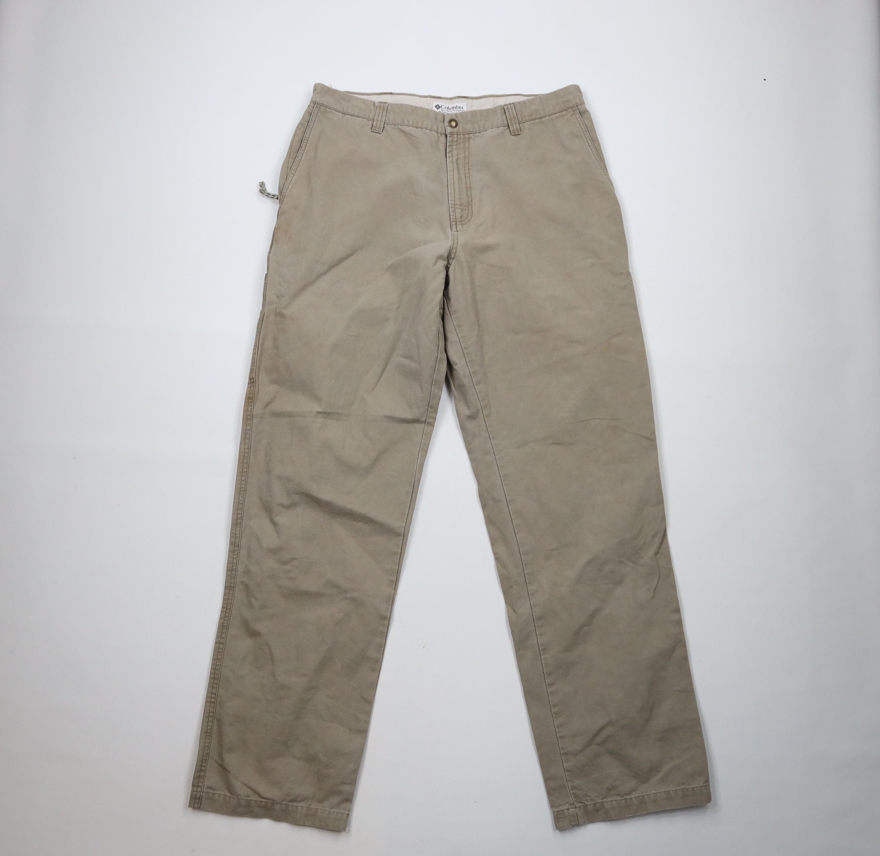 Columbia × Vintage Vintage 90s Columbia Spell Out Wide Leg Canvas Pants Beige Size US 36 / EU 52 - 1 Thumbnail