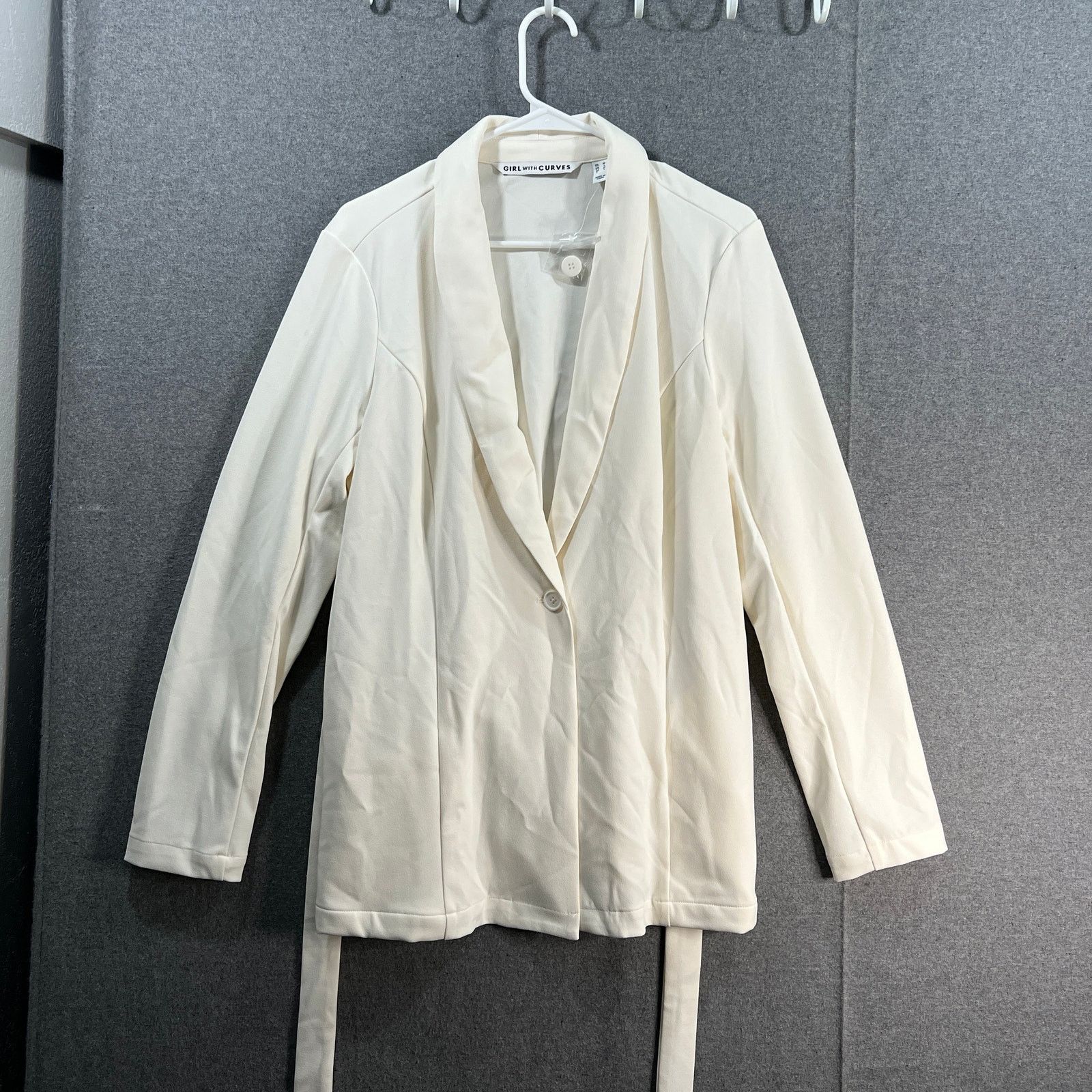 Other Girl With Curves Womens Cardigan Bi-Stretch Blazer Ivory Size M / US 6-8 / IT 42-44 - 1 Thumbnail