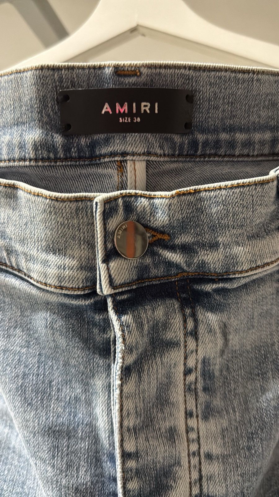 Amiri Amiri mx1 iridescent rainbow patch blue denim jeans Size US 38 / EU 54 - 5 Thumbnail