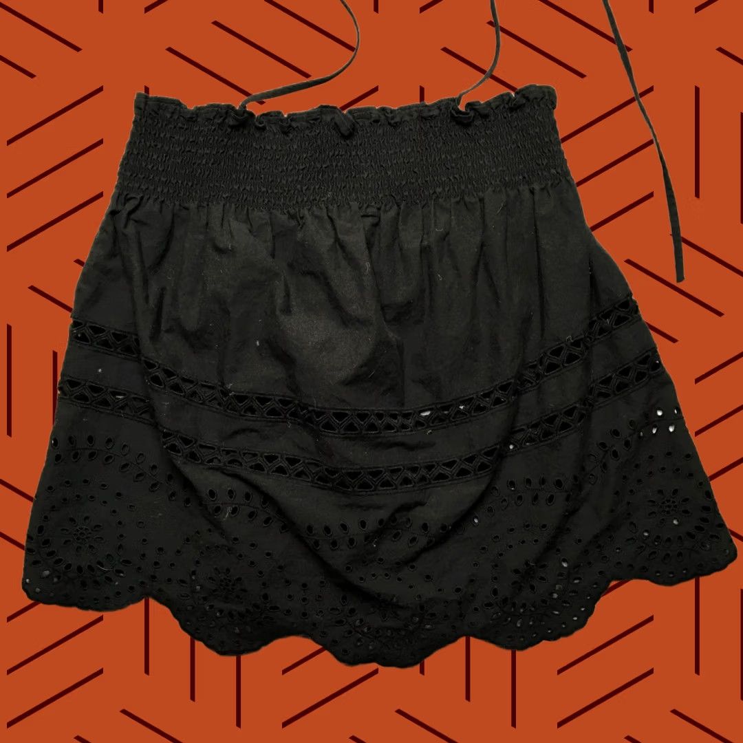 Madewell Madewell Skirt Womens M Black Eyelet Lace Mini Boho Elastic Waist Summer Size 32" / US 10 / IT 46 - 1 Thumbnail