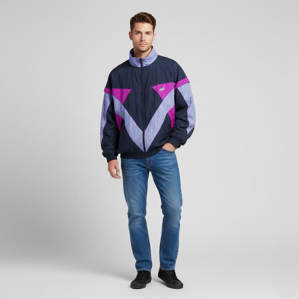 Vintage Lucky Line Men XL Jacket Purple Shiny Vintage 90s 8832 Size US XL / EU 56 / 4 - 1 Thumbnail
