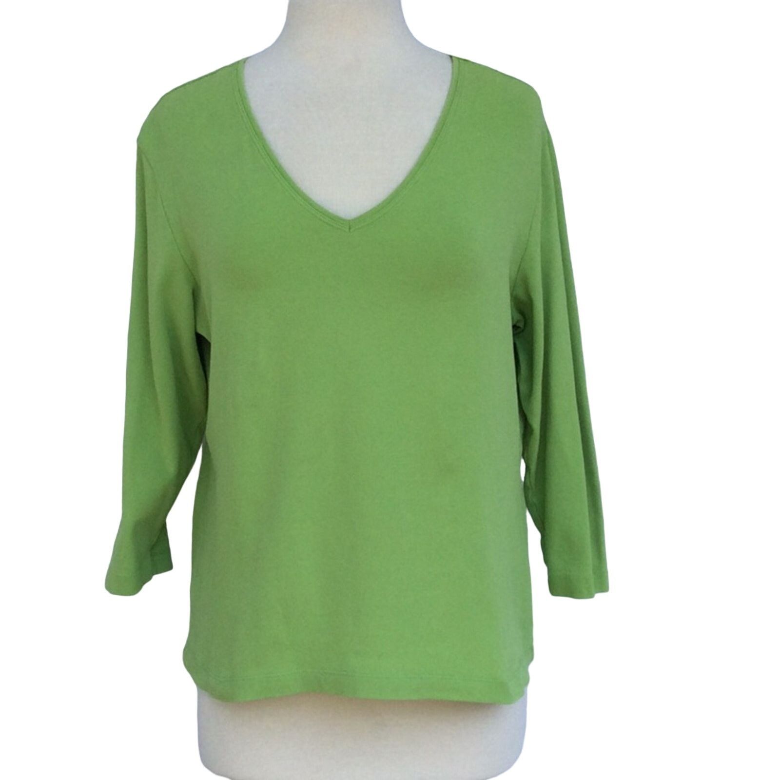 Chicos Chico's Lime Green 3/4 Sleeve V-neck T-shirt Size 2/L/12 Size L / US 10 / IT 46 - 1 Thumbnail
