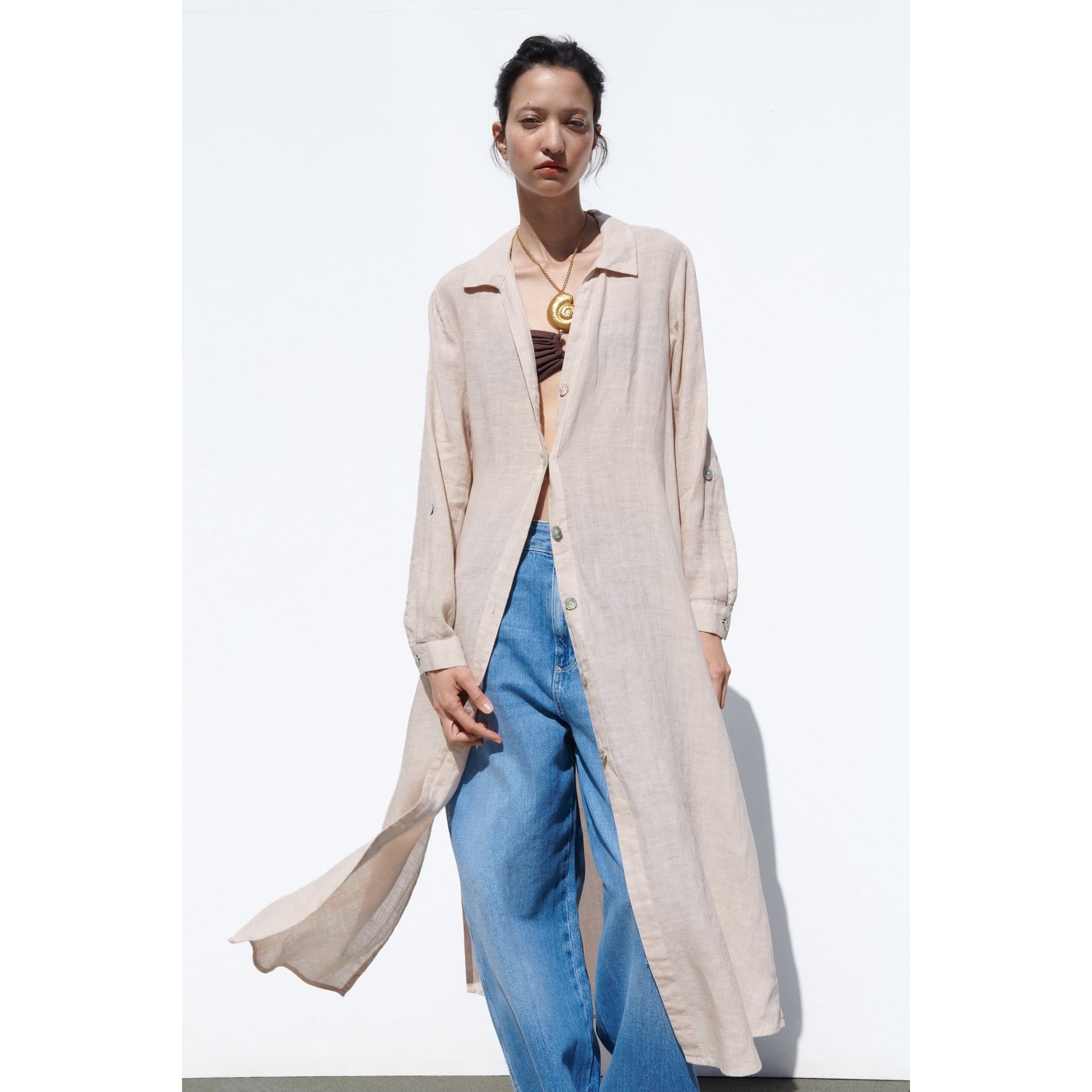 Zara Zara Linen Button Up Tunic Size XS / US 0-2 / IT 36-38 - 9 Thumbnail