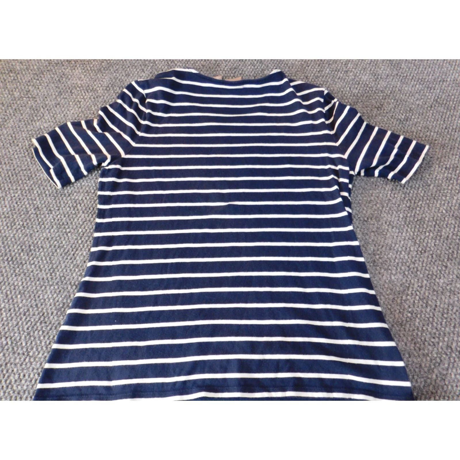 Vintage Chicos Shirt Women Blouse Short Sleeve Blue Striped Button Up Collared Stretch Cotton Classic Size XS / US 0-2 / IT 36-38 - 6 Thumbnail