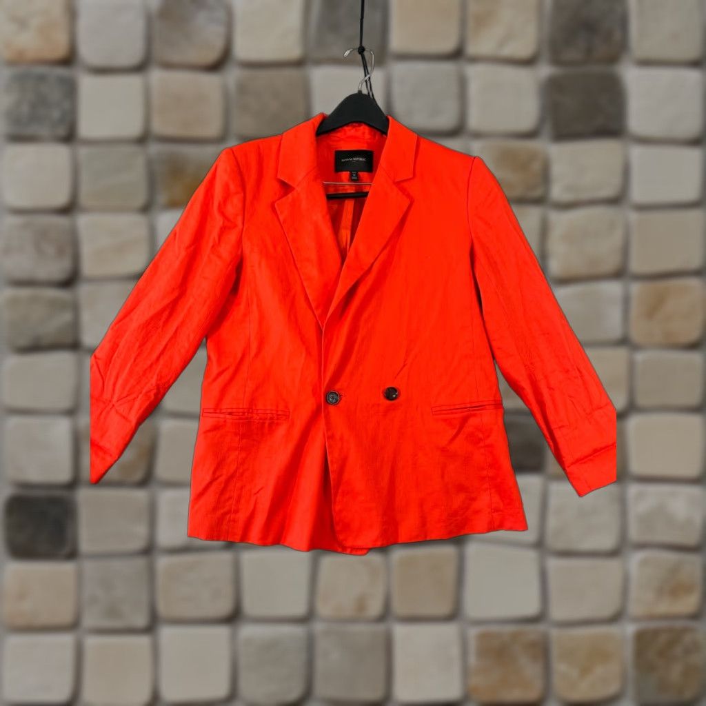 Banana Republic Banana Republic Blazer Womens 14 Petite Red Linen Blend Stretch Double Breasted Lined Jacket Size XL / US 12-14 / IT 48-50 - 1 Thumbnail