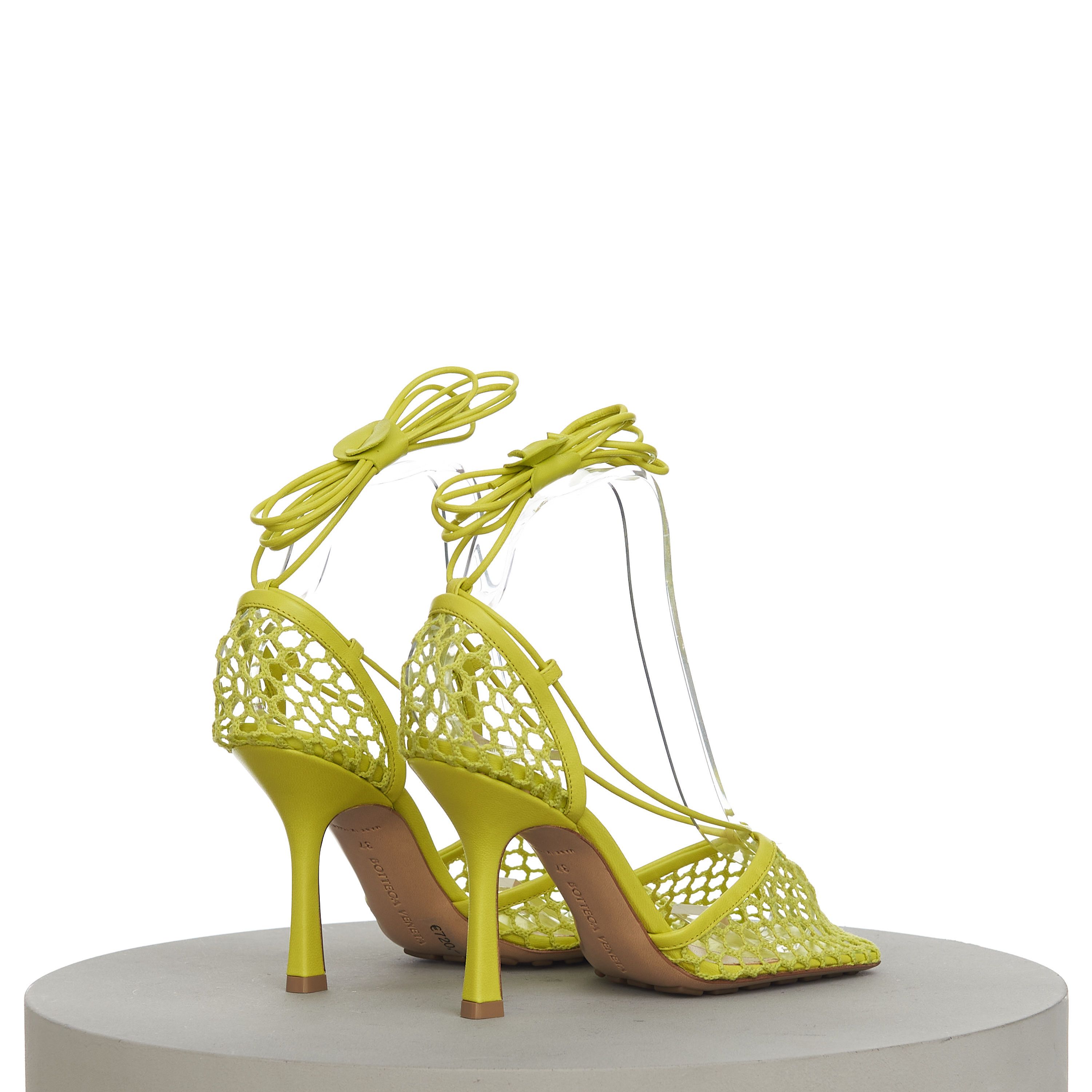 Bottega Veneta Stretch Sandals In Kiwi Green Mesh & Leather Size US 6.5 / IT 36.5 - 8 Thumbnail