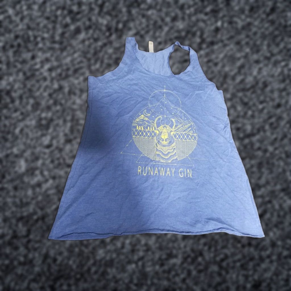 Next Level Womens L Tank Top Runaway Gin Mandala Raw Hem Sleeveless Scoop Neck Blue Next Level Shirt Juniors - Skull Pattern, Sheer, Basic, Classic Fit Mens? Size L / US 10 / IT 46 - 1 Thumbnail
