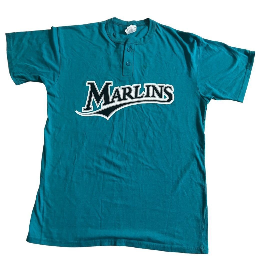 image of Majestic Florida Marlins 8 Mlb 2 Button Jersey Shirt Made In Usa in Green, Men's (Size 2XL)