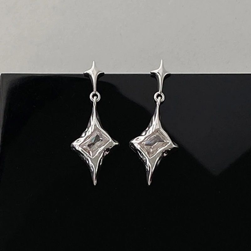 Vintage Zircon Star Crystal Drop Dangle Earring (1pairs） Size ONE SIZE - 4 Thumbnail