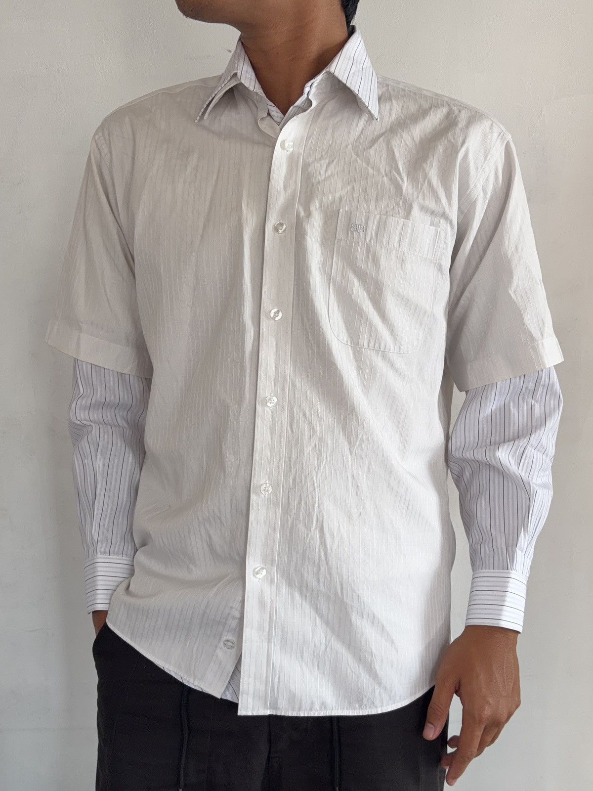 Balenciaga Balenciaga double layered vintage shirt button Size US L / EU 52-54 / 3 - 1 Thumbnail
