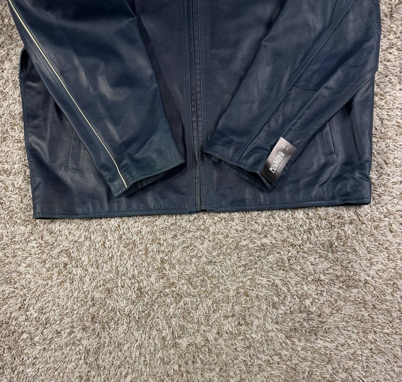 Wilsons Leather Vintage Wilsons Leather M Julian Navy Genuine Leather Jacket Size US XXL / EU 58 / 5 - 6 Thumbnail
