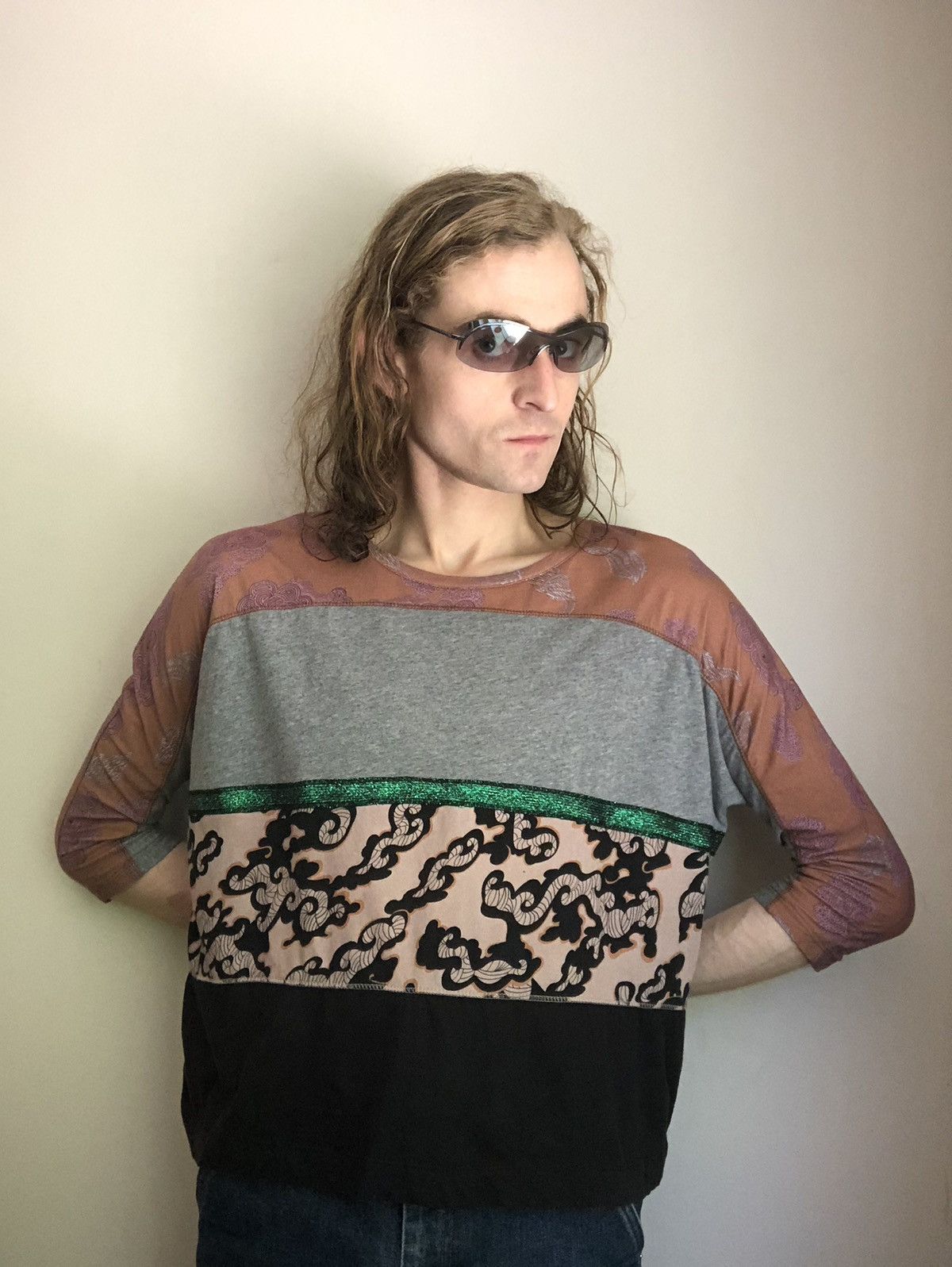 Dries Van Noten Dries Van Noten Glittered Striped Multi Print Shirt Size US S / EU 44-46 / 1 - 3 Thumbnail