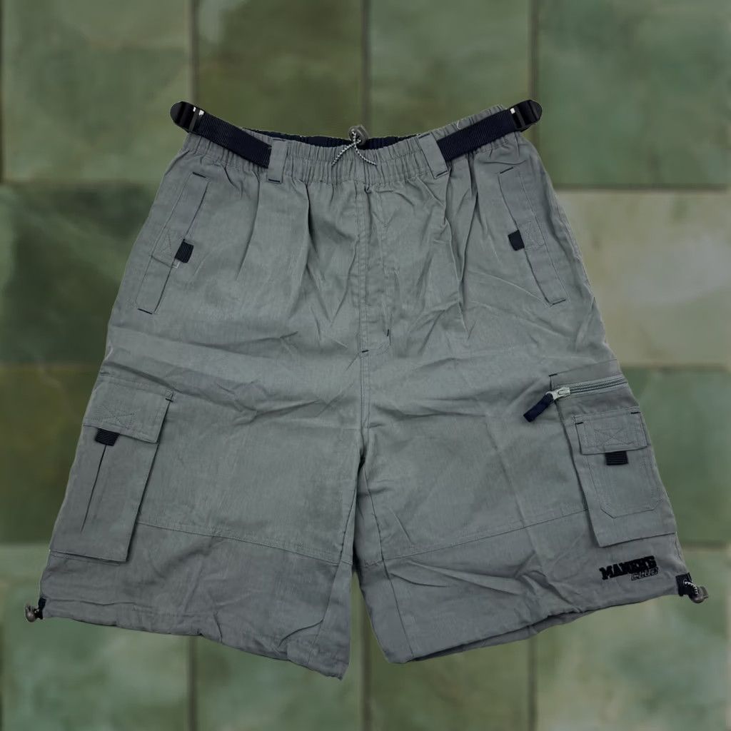 Vintage VINTAGE Maners Club Cargo Shorts Men XL Gray Polyester Drawstring 9in Inseam Casual Y2K 90s Outdoor Hunting Fishing NWT Size US 36 / EU 52 - 1 Thumbnail