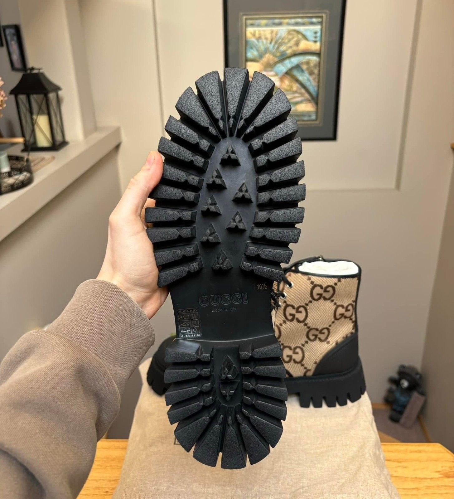 Gucci Gucci Jumbo GG Monogram Maxi Lace Military Boots Size US 11.5 / EU 44-45 - 7 Thumbnail
