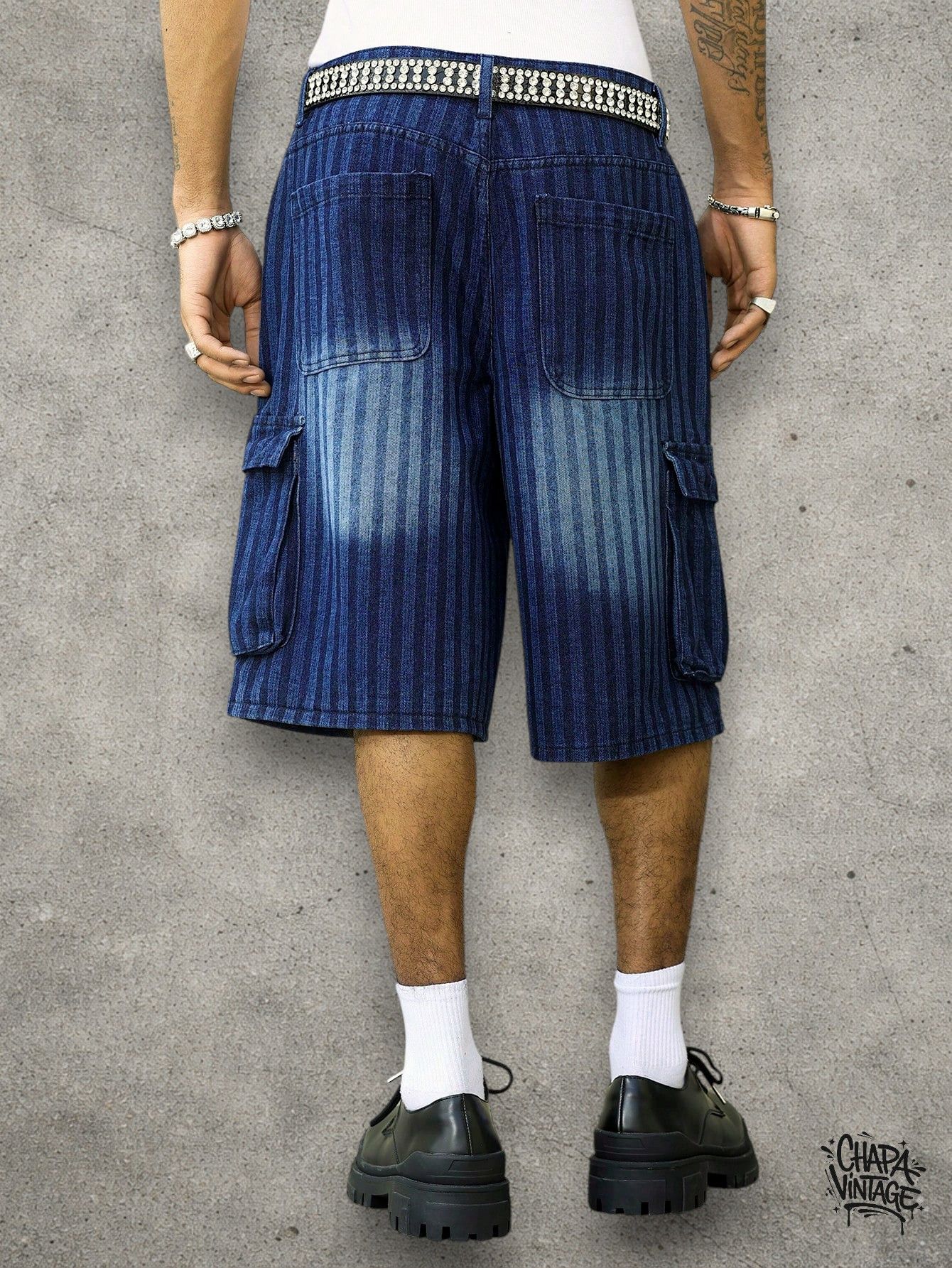 Japanese Brand Washed striped shorts Size US 32 / EU 48 - 4 Thumbnail