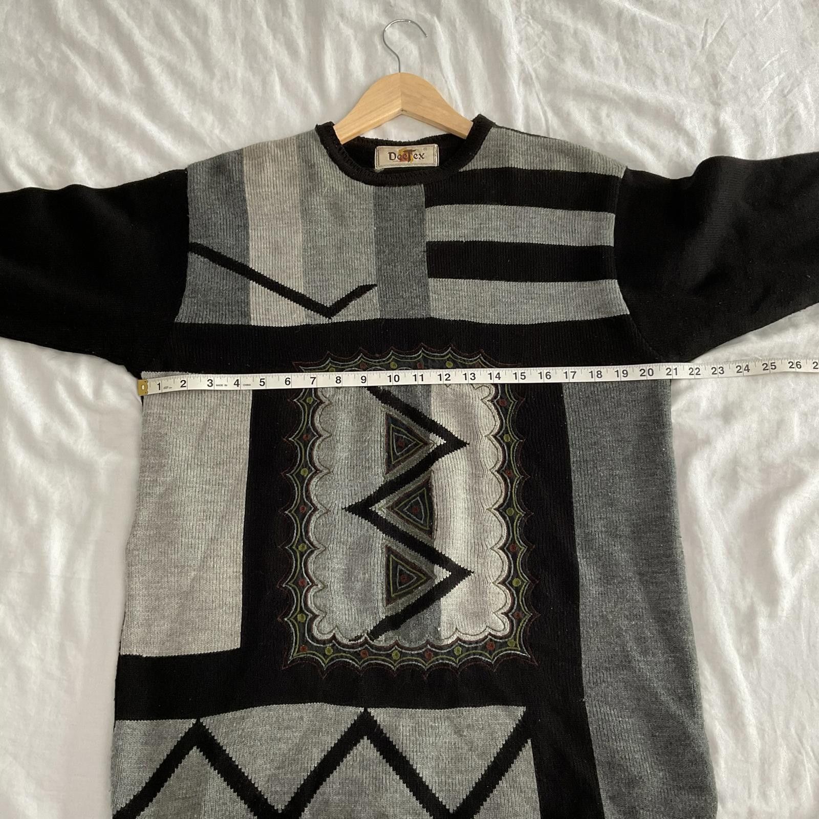 Vintage vintage 80's deetex abstract black gray sweater large Size L / US 10 / IT 46 - 7 Thumbnail