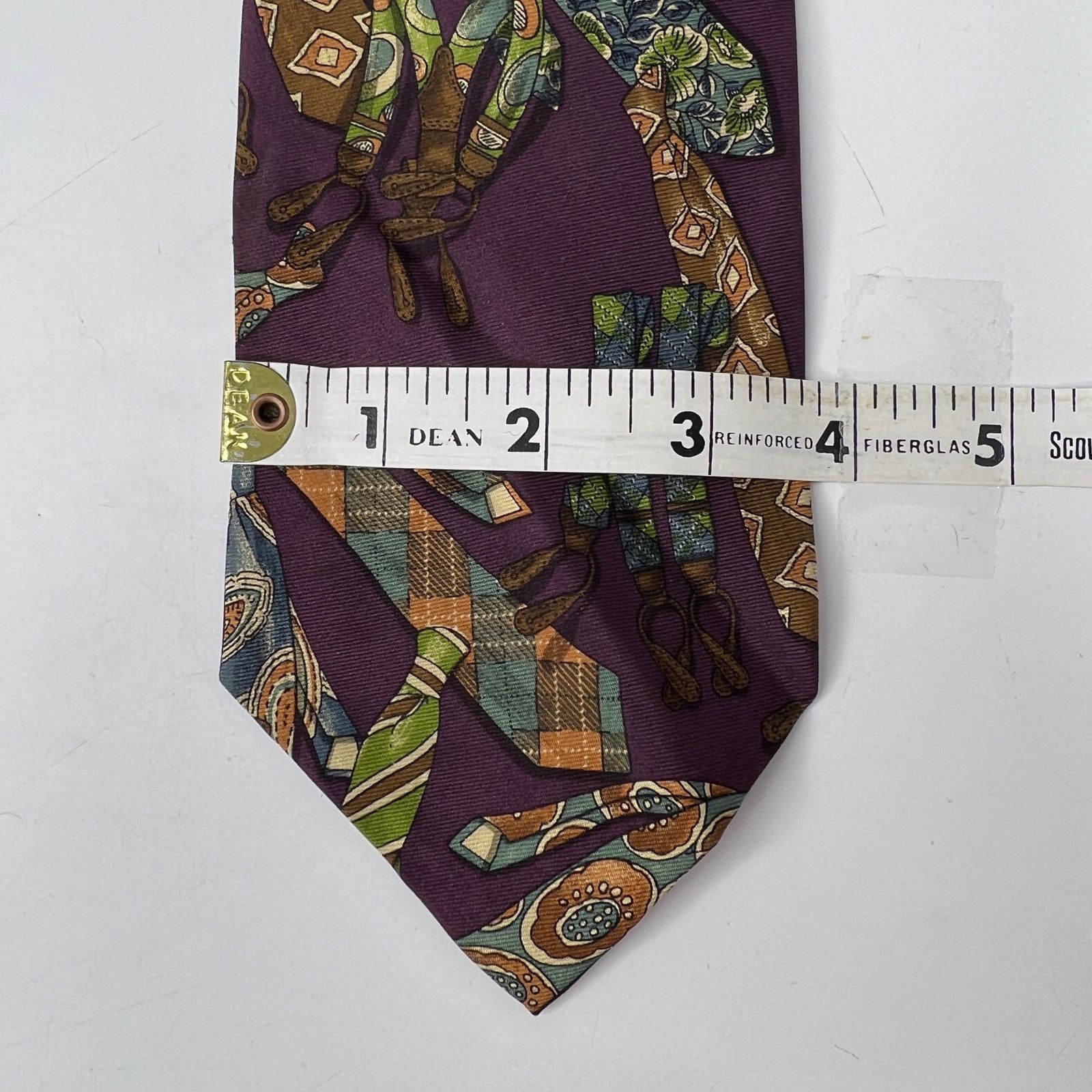 Polo Ralph Lauren × Vintage Polo Ralph Lauren Silk Tie 90s Necktie Print Burgundy Size ONE SIZE - 8 Thumbnail